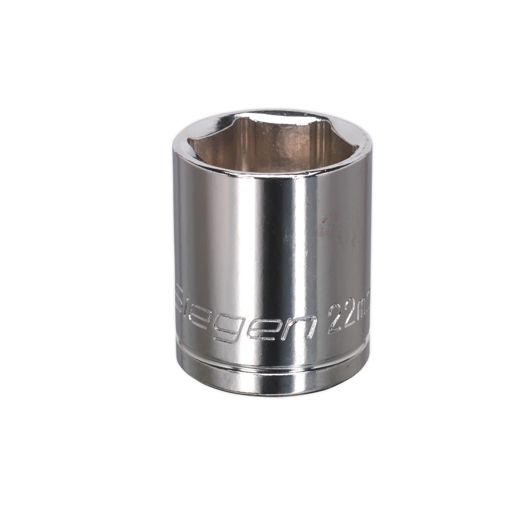Sealey WallDrive® Socket 22mm 1/2"Sq Drive Mirror Finished