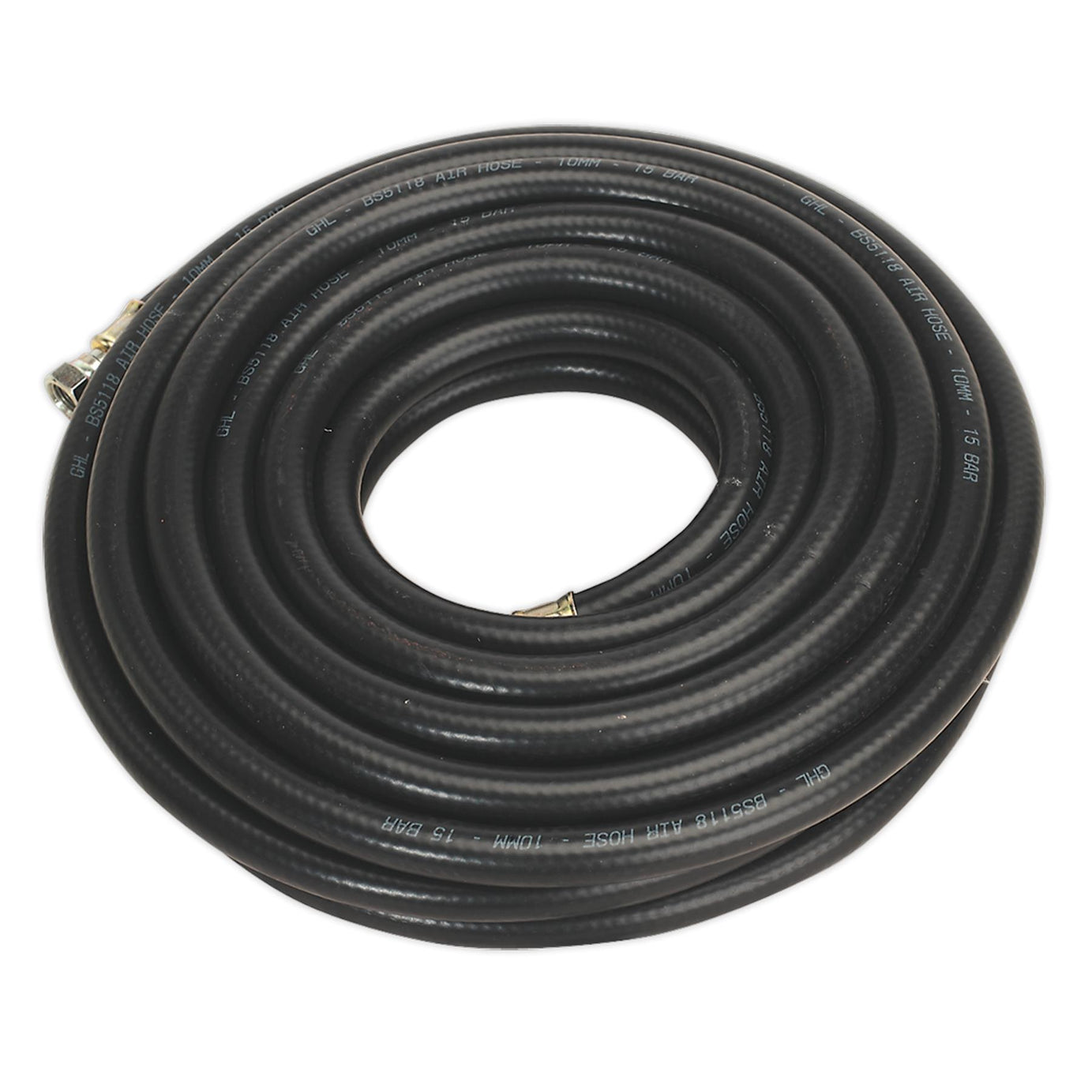 Sealey Heavy Auto Rubber Air Compressor Hose 10m x Ø10mm with 1/4"BSP Unions