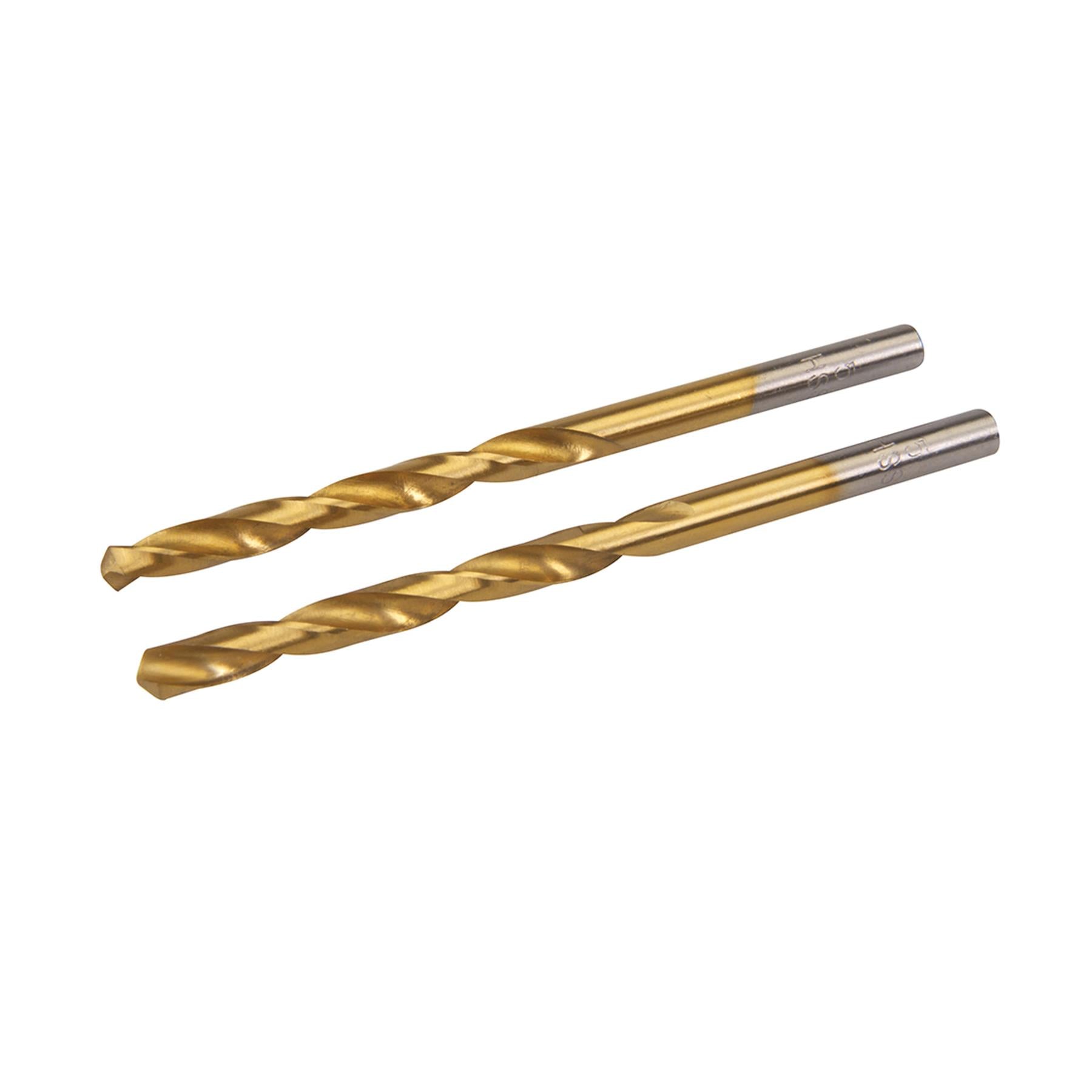 2Pk Hss Titanium-Coated Drill Bits 5.0mm Durable High Speed Metal Wood Plastic