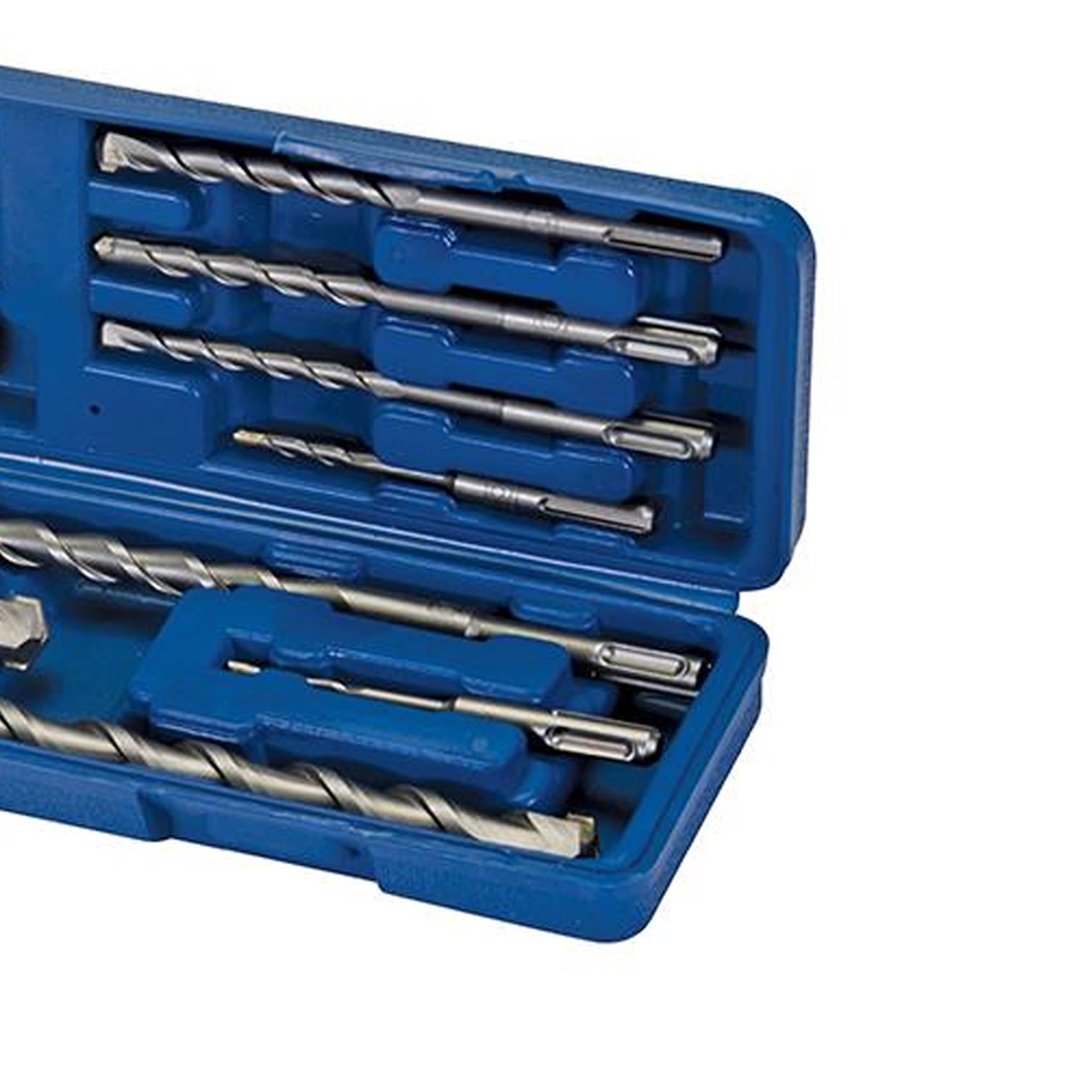 12Pce SDS Plus Masonry Drill & Steel Set In Sturdy Case Professional Tool