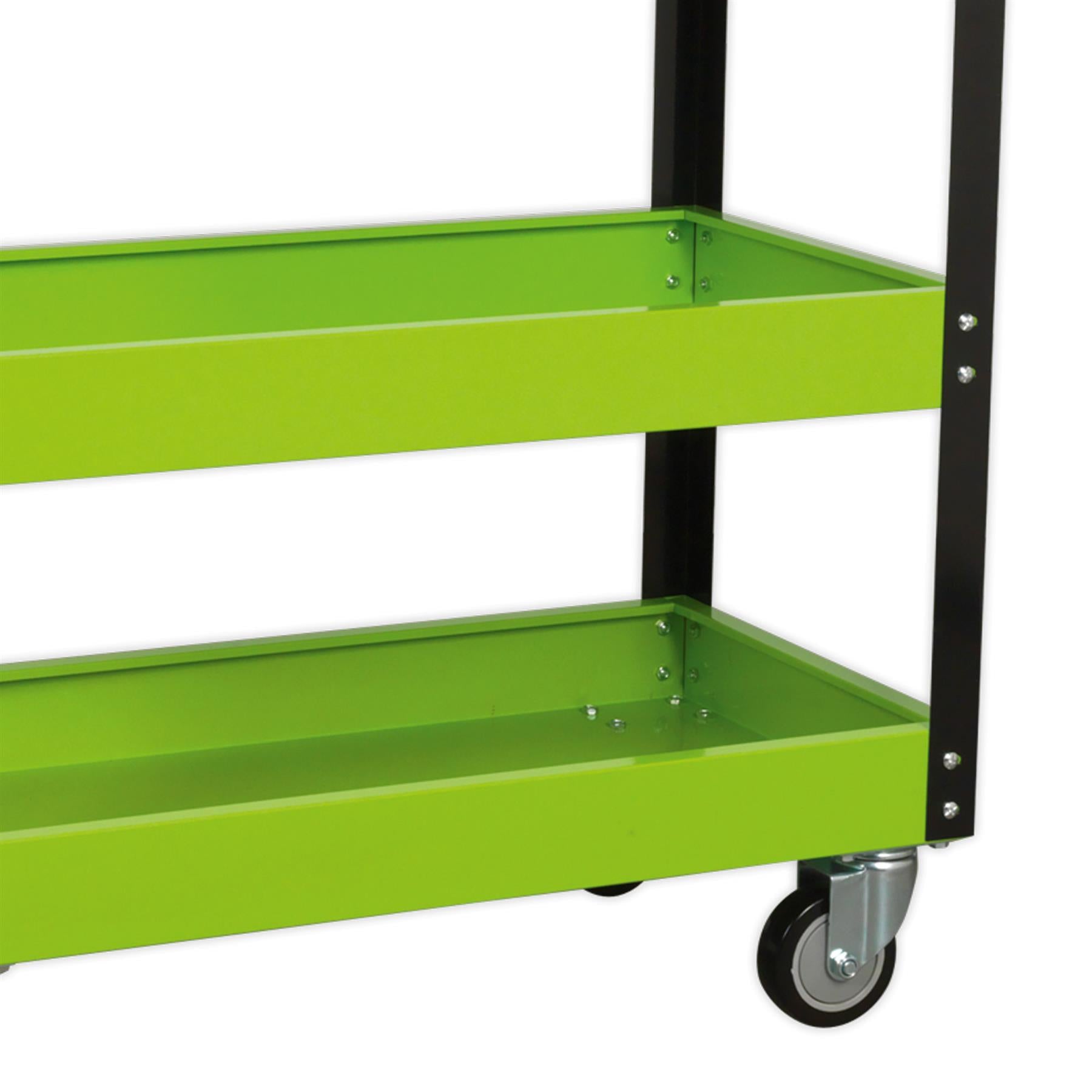 Sealey CX110HV Workshop Trolley 3-Level Heavy-Duty Hi-Vis Green Trolley Garage