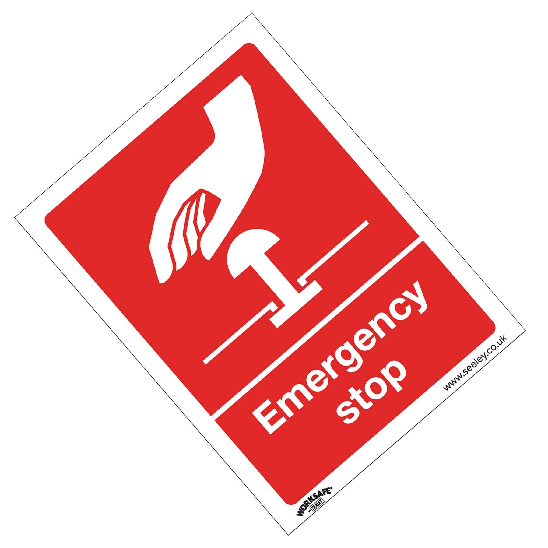 Safe Conditions Safety Sign - Emergency Stop - Self-Adhesive Vinyl