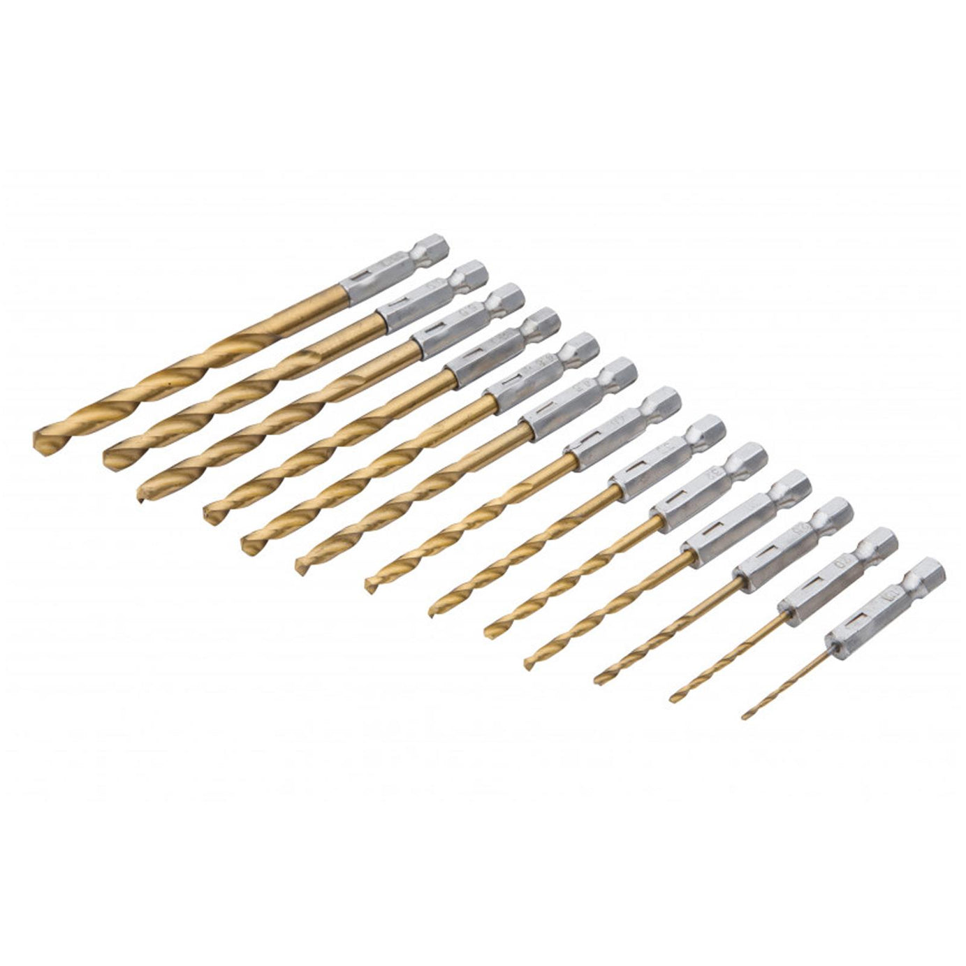 BlueSpot 13Pce Titanium Drill Bit Set HSS Titanium Coated Drill Bits Hex Shank 1.5 - 6.5mm