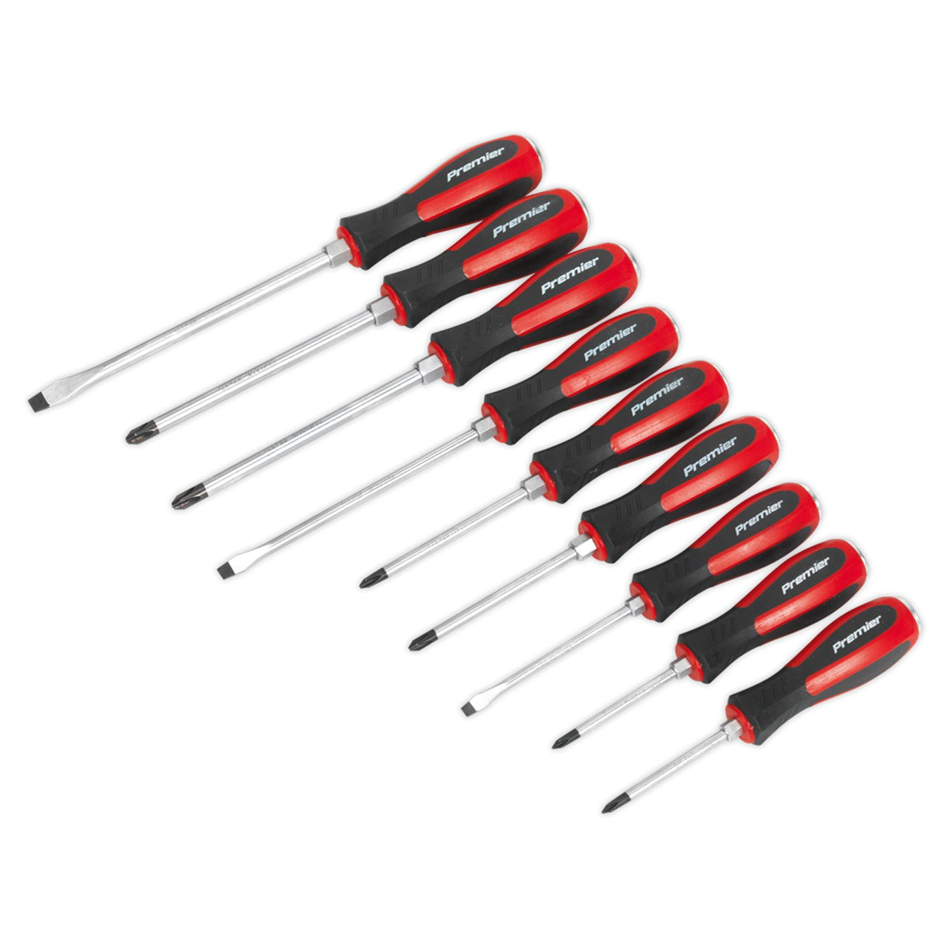 Sealey 9pc Screwdriver Set Hammer Thru Strike Slotted Phillips Pozi 75-175mm