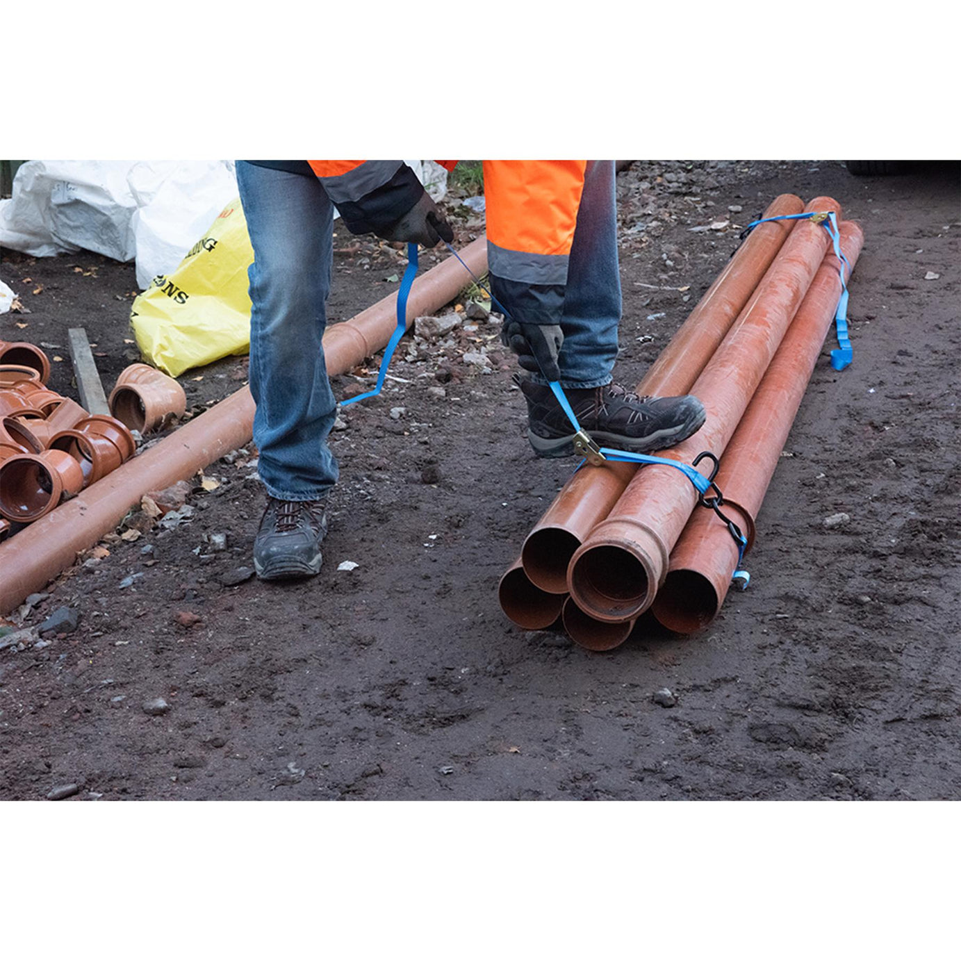 4Pk Ratchet Tie Down Strap With S Hook 4m x 25mm Wide With Straps Per