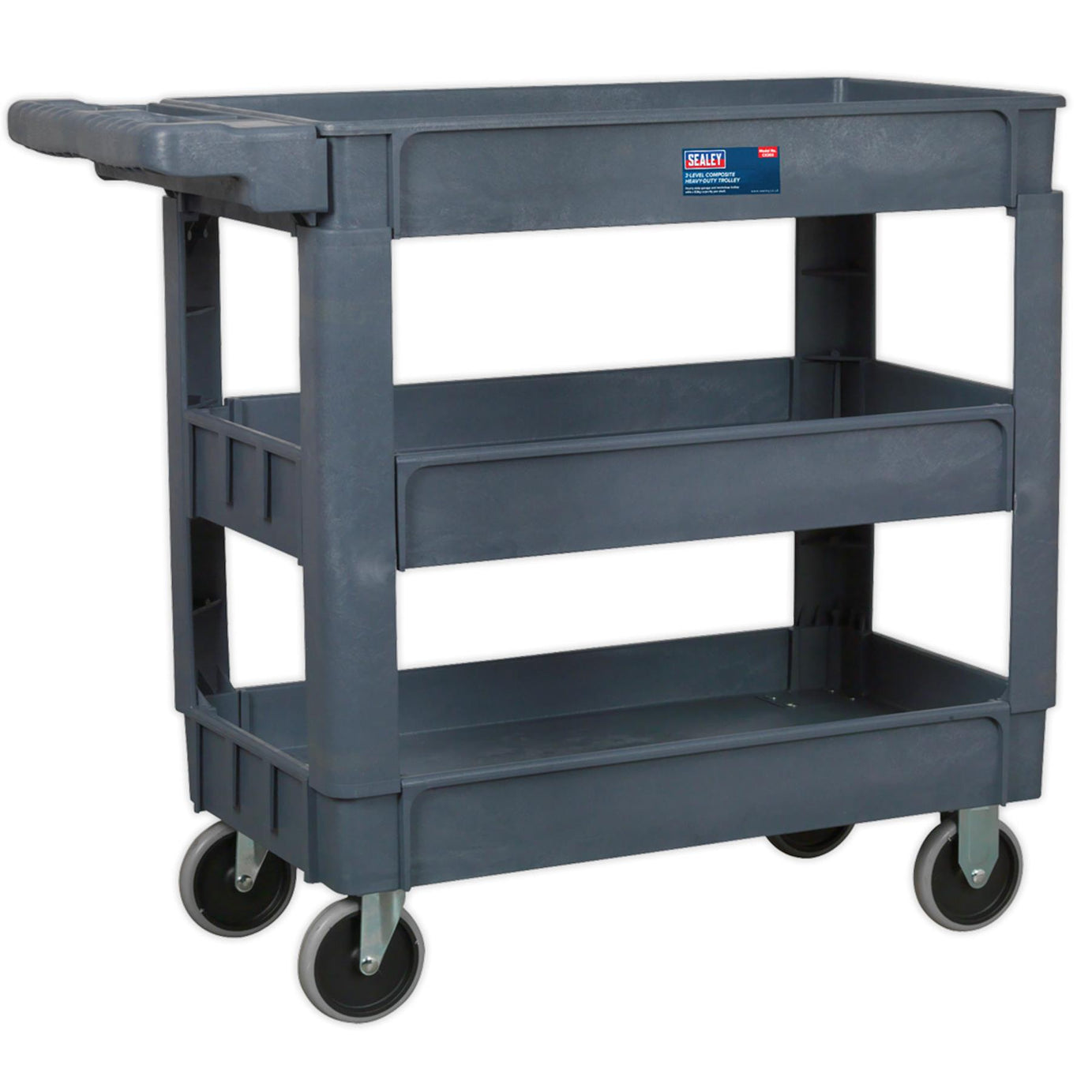 Sealey Trolley 3-Level Composite Heavy-Duty  83kg capacity per shelf