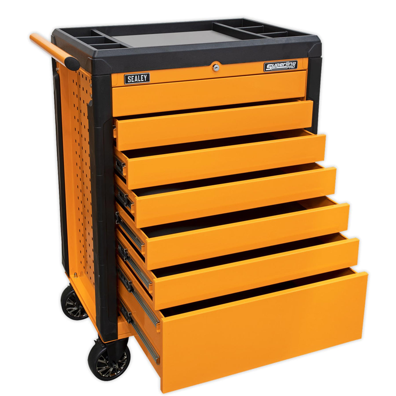 Sealey Rollcab 7 Drawer Push-To-Open Hi-Vis Orange APPD7O