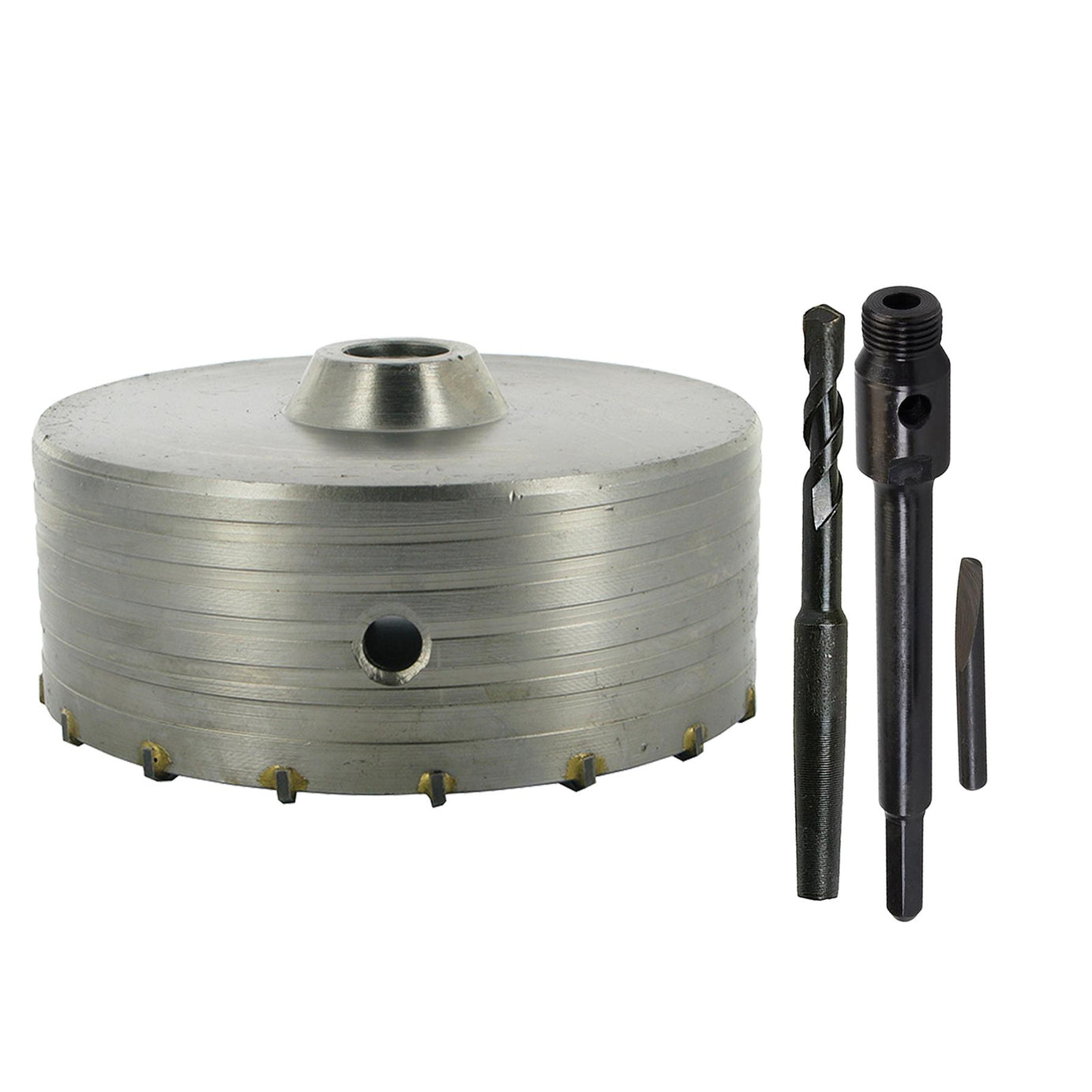 TCT Core Drill Bit 150mm Hole Saw Masonry Stone Brick Hex 200mm Extensions Pilot