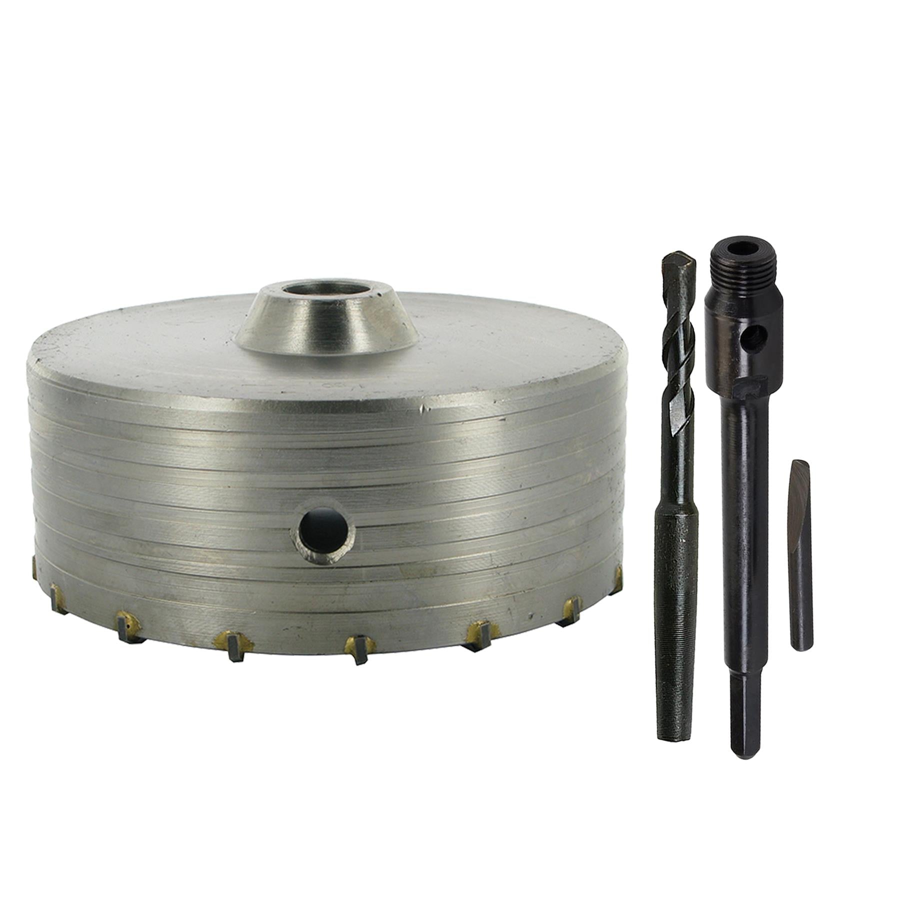 TCT Core Drill Bit 150mm Hole Saw Masonry Stone Brick Hex 200mm Extensions Pilot
