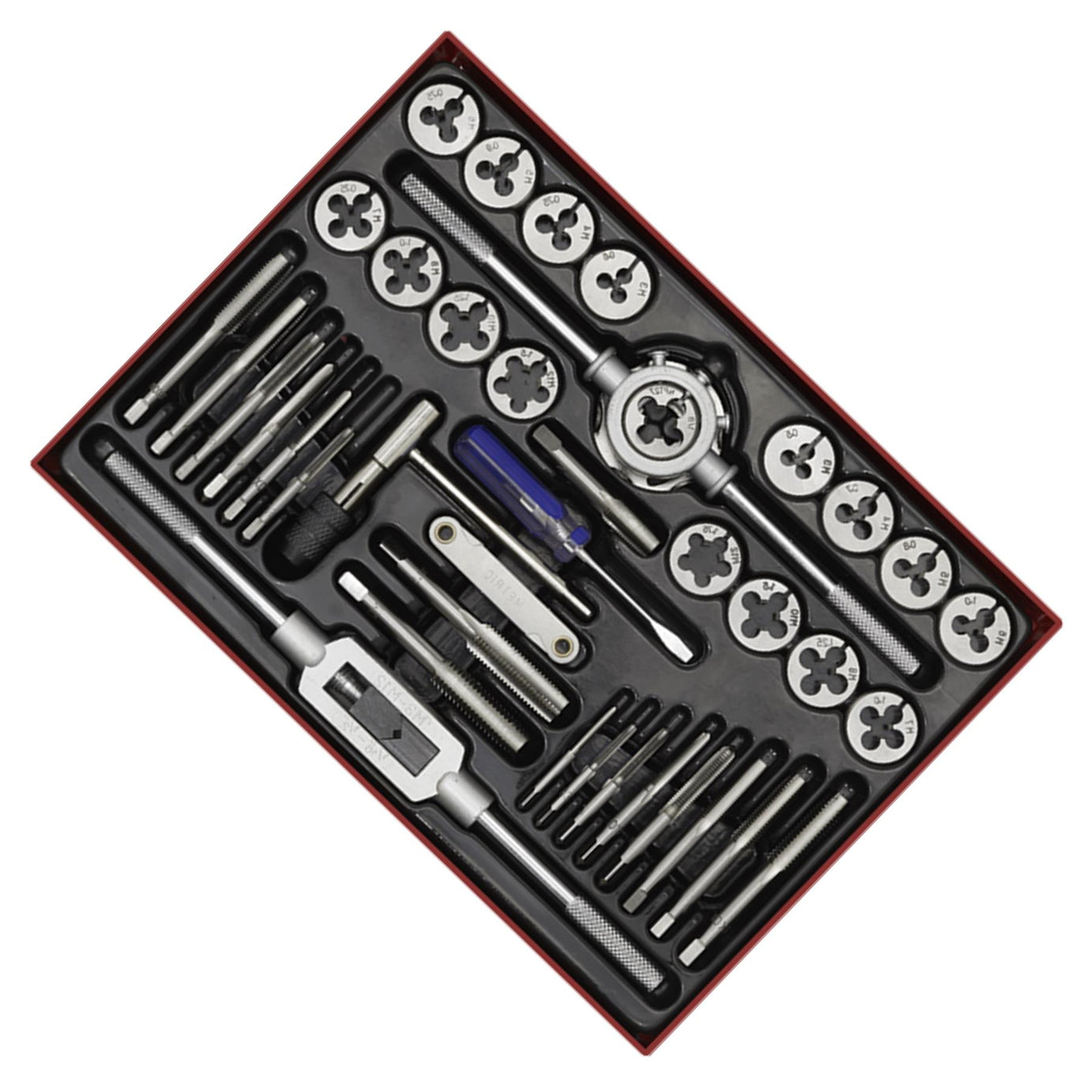 Sealey 40pc Tap and Die Set Split Dies Metric Thread Cutting Tool M3 - M12 Steel