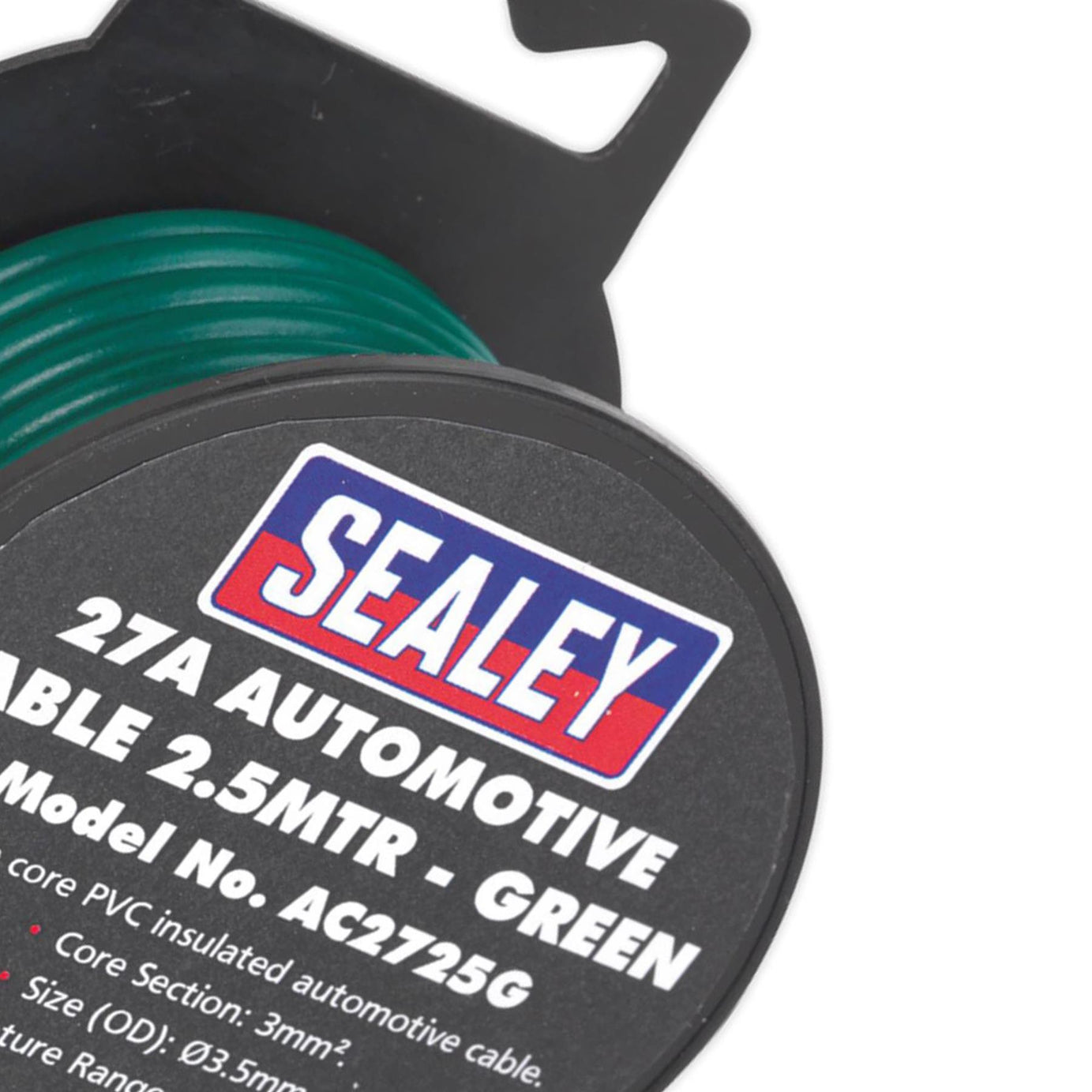 Sealey Automotive Thick Wall Electrical Auto Loom Car Cable 27A 2.5m Green