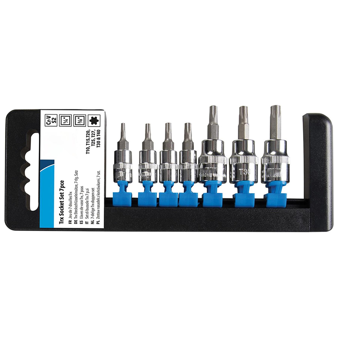 Torx Socket Set 7 Piece 1/4" 3/8" Square Drive T10 T15 T20 T25 T27 T30 T40