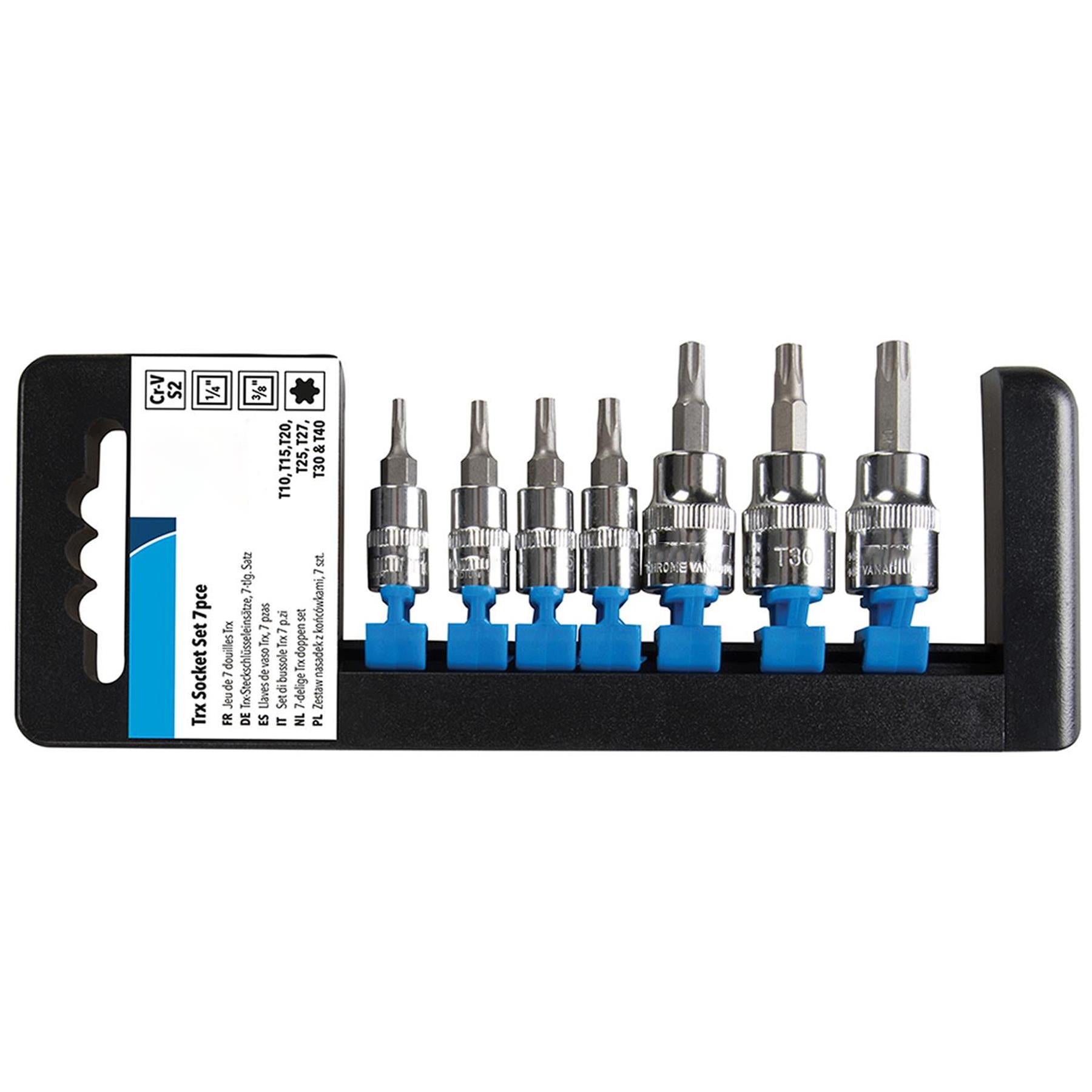 Torx Socket Set 7 Piece 1/4" 3/8" Square Drive T10 T15 T20 T25 T27 T30 T40