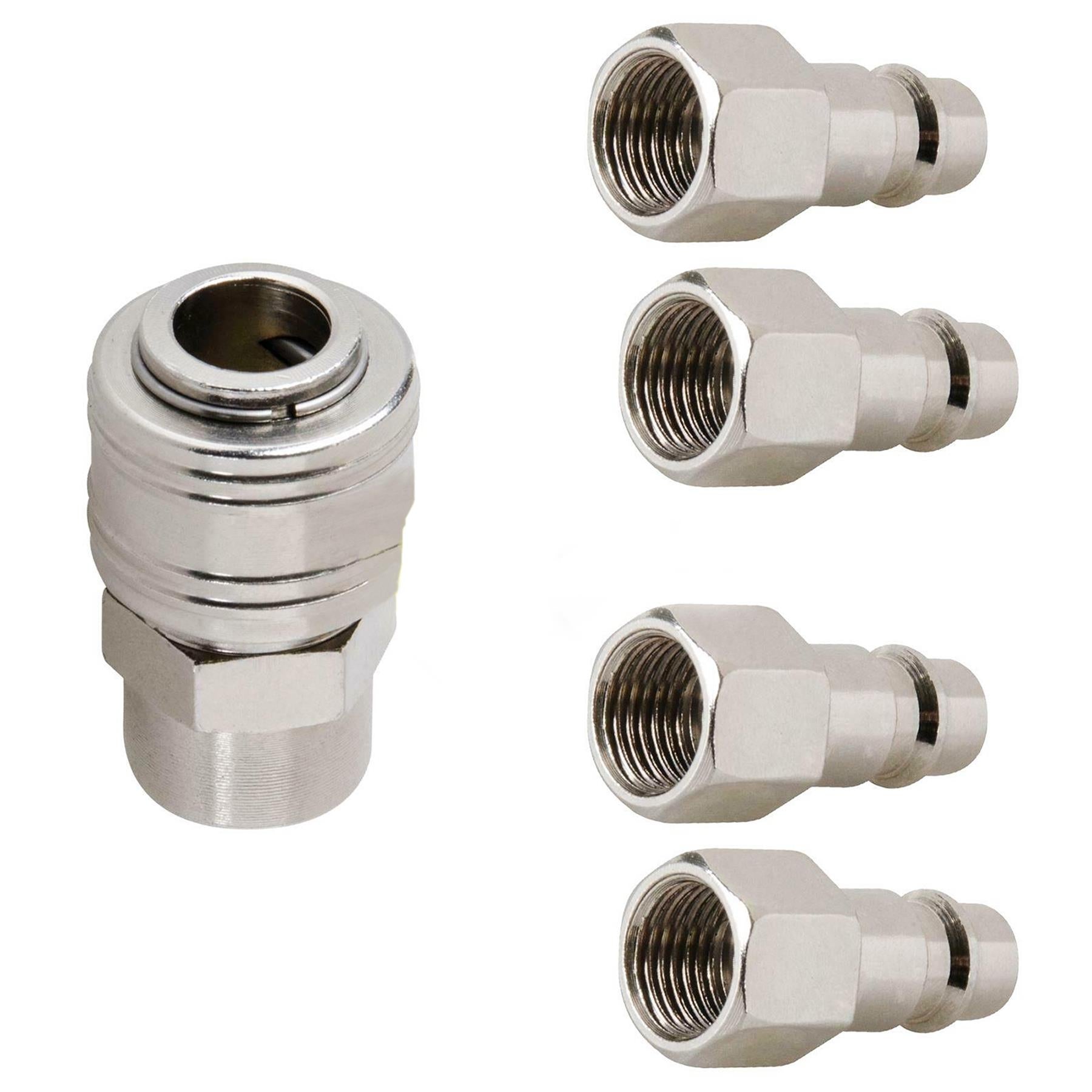 Euro Air Line Hose Quick Connector Bayonet Coupler 5 Pc Mixed Set 1/4 Bsp Female