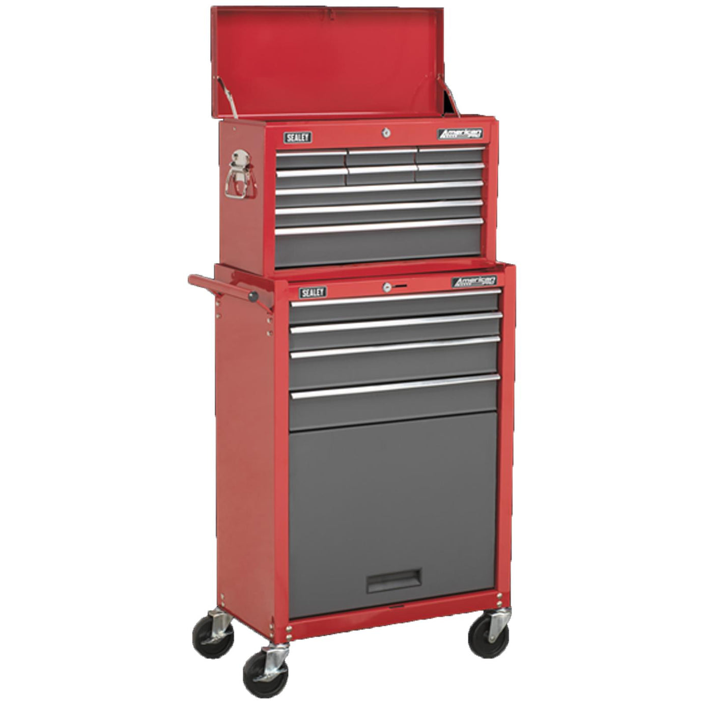 Sealey Topchest & Rollcab Combination 13 Drawer with Ball Bearing Slides-Red/Grey