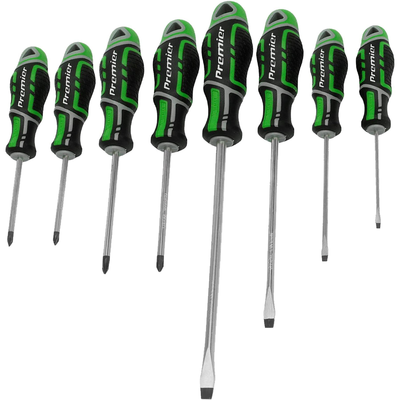 Sealey 8pc Screwdriver Set Slotted Phillips Pozi Magnetic GripMax Hi Vis Green