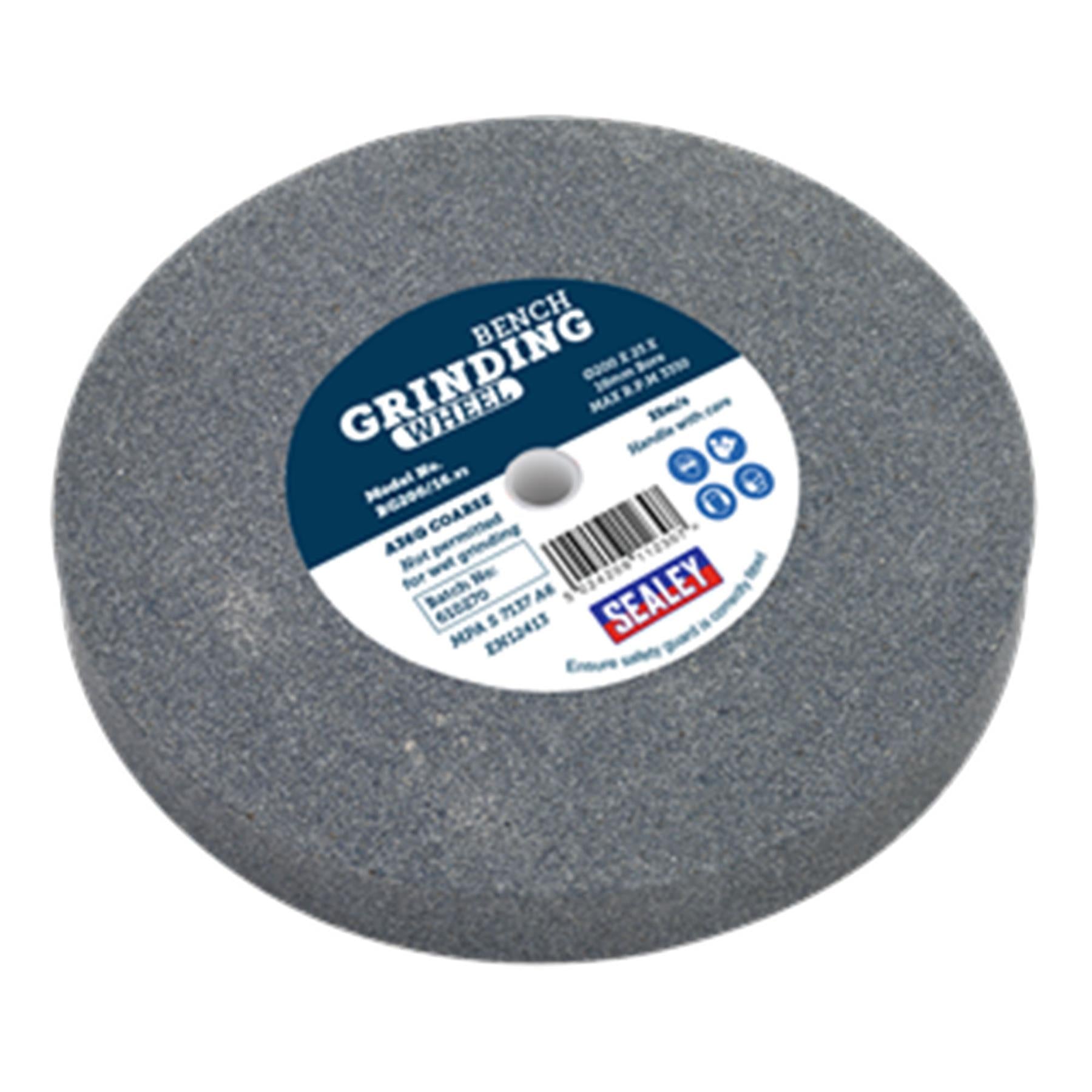 Sealey Grinding Stone �200 x 25mm 16mm Bore A36Q Coarse