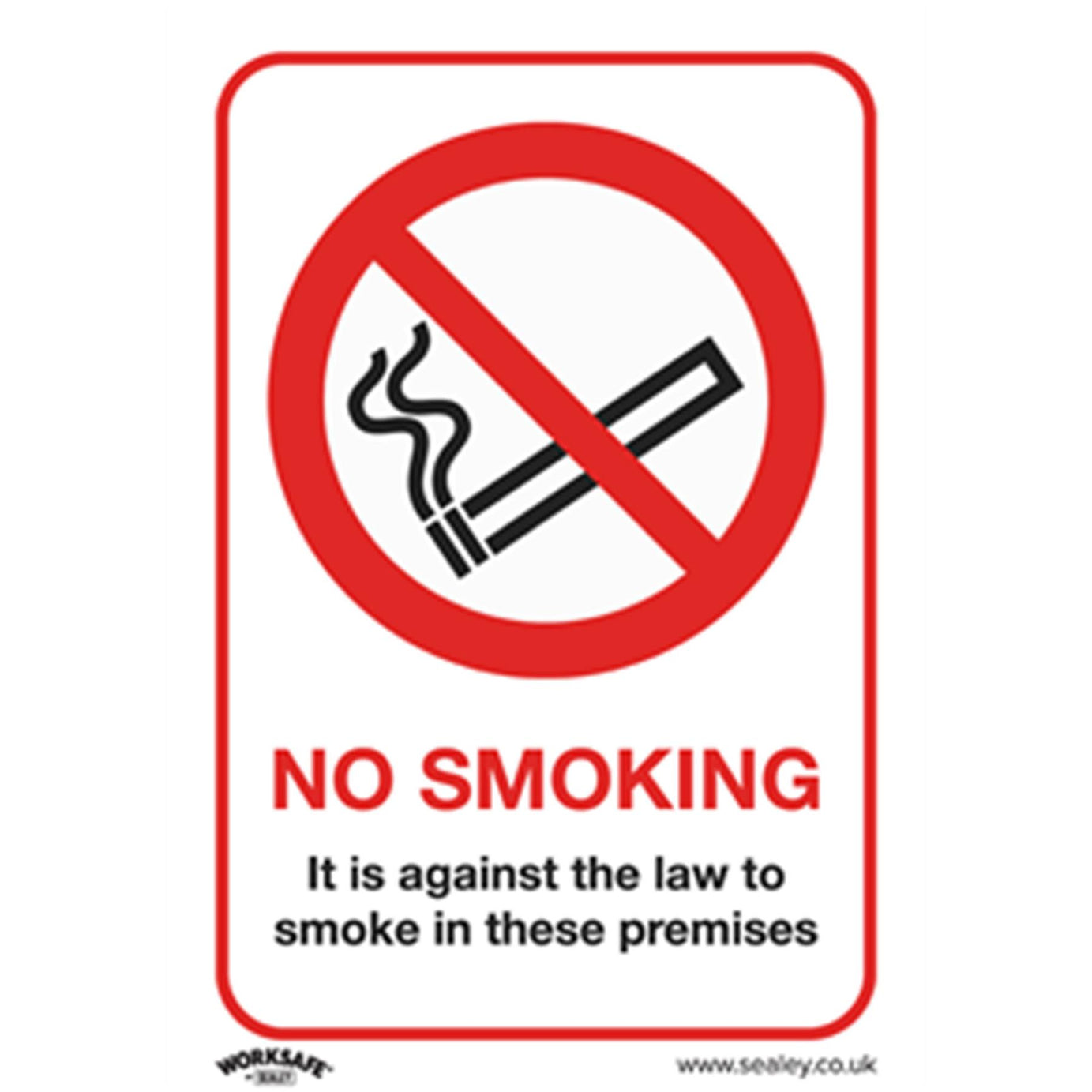 Safety Sign - No Smoking (On Premises) - Plastic - Pk of 10. Sealey