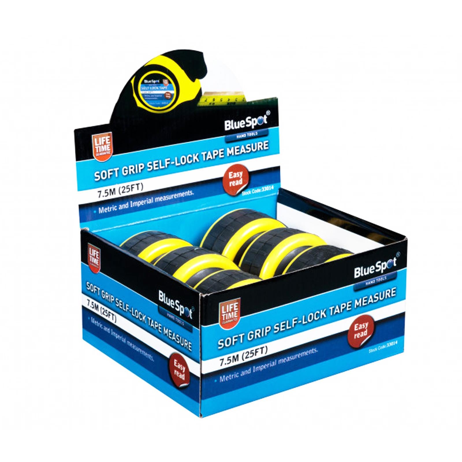 BlueSpot 6x 7.5m Retractable Tape Measure Griplock Imperial Metric Measuring Metres