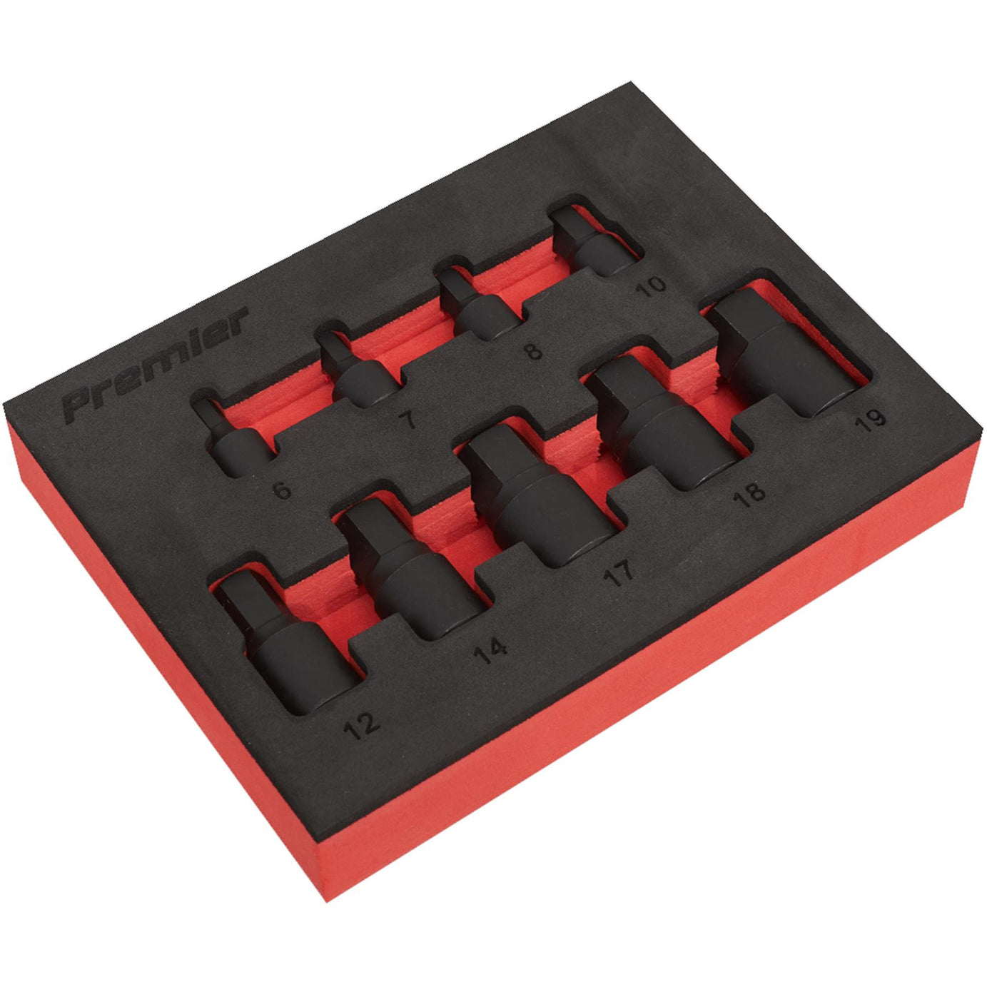 Sealey Low Pro. Impact Hex Socket Bit Set 1/4" & 3/8"Sq Drive 9pc