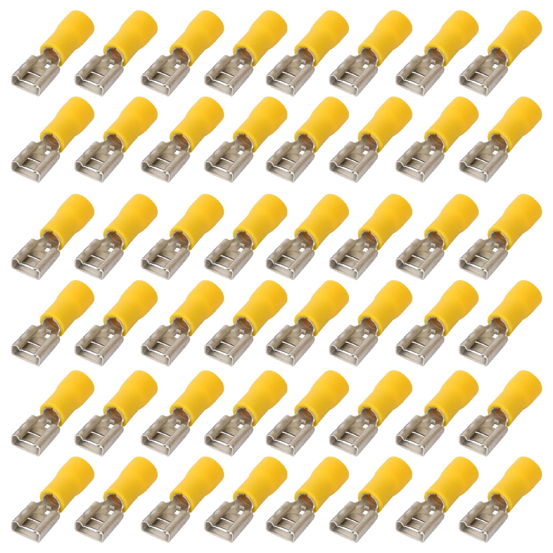 100Pcs Semi- Insulated Female Yellow Terminals Crimp Connector Electrical Terminal