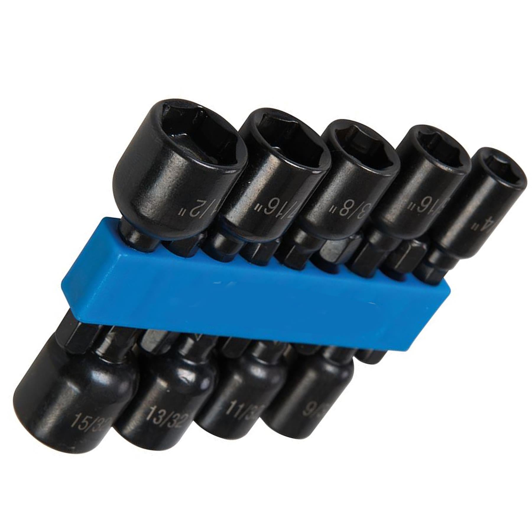 9Pc Hex Magnetic Nut Driver Set 1/4"-1/2" Imperial CR-V Power Drill Bits Drive Socket