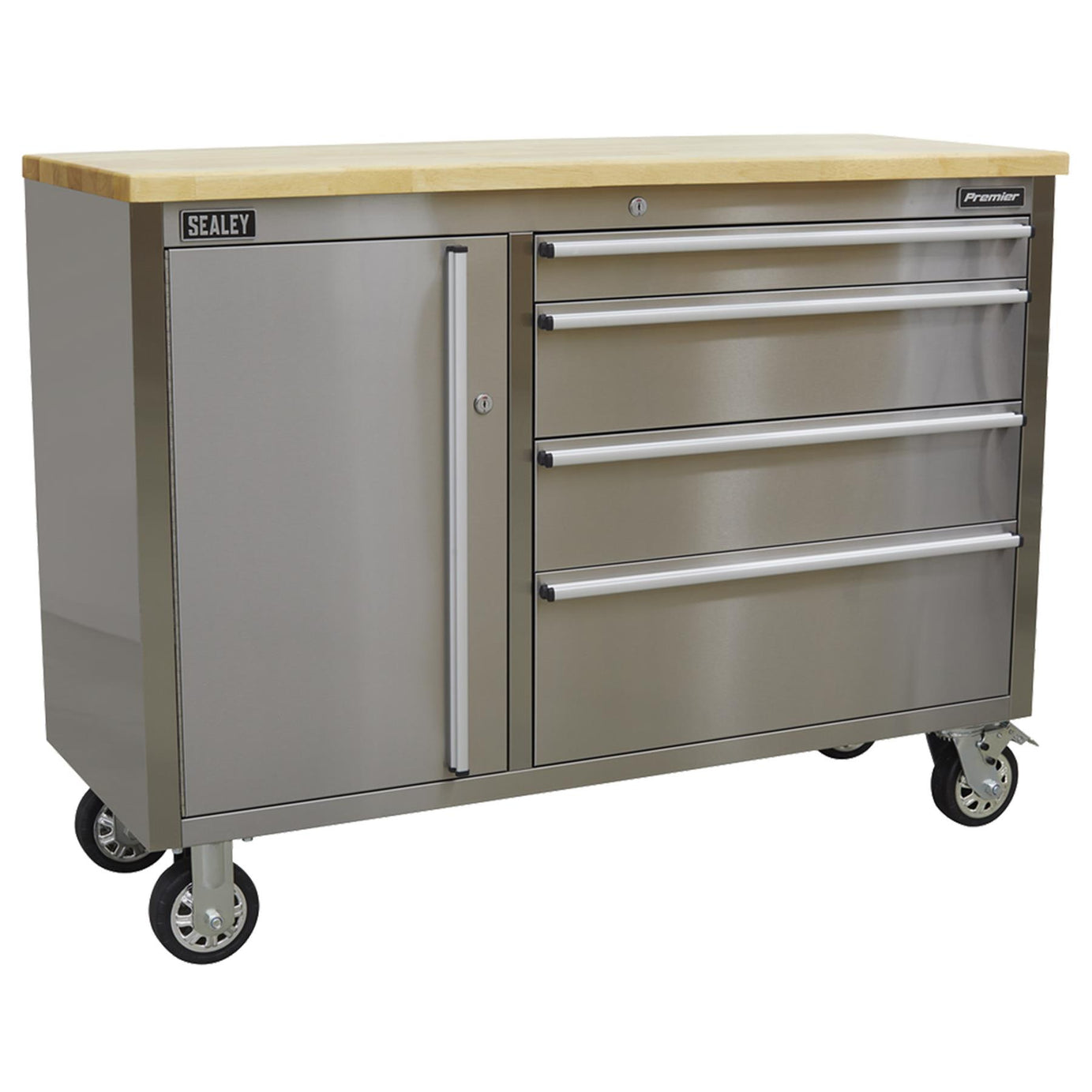 Sealey Mobile Stainless Steel Tool Cabinet 4 Drawer Grey. AP4804SS