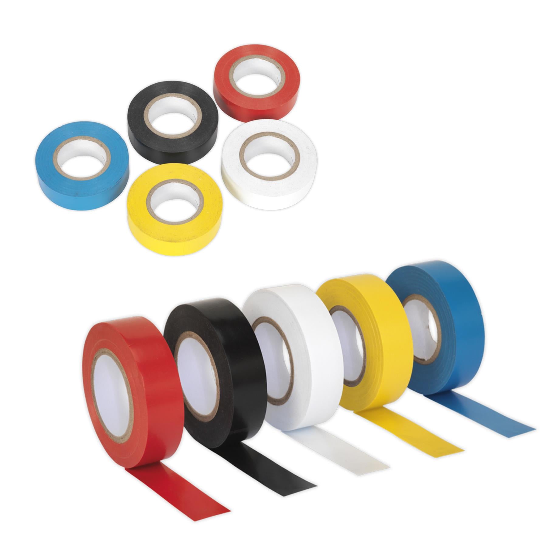 Sealey PVC Insulating Tape 19mm x 20m Mixed Colours Pack of 10
