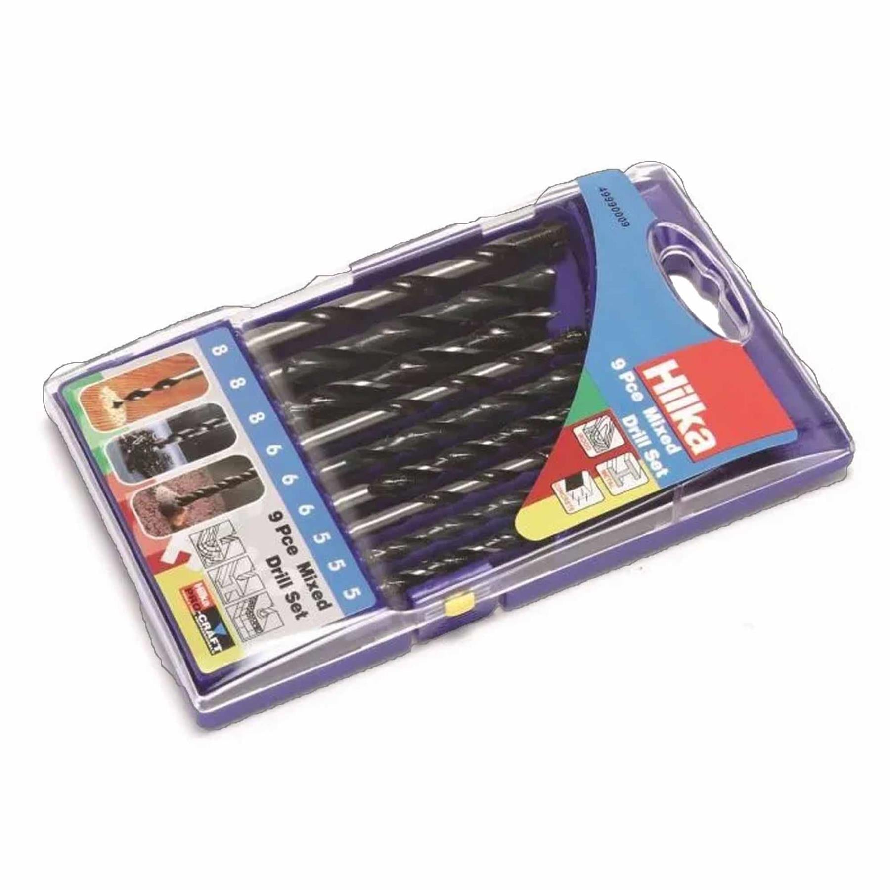 9Pc Mixed Drill Bit Set Masonry Wood Metal Concrete 5mm-8mm