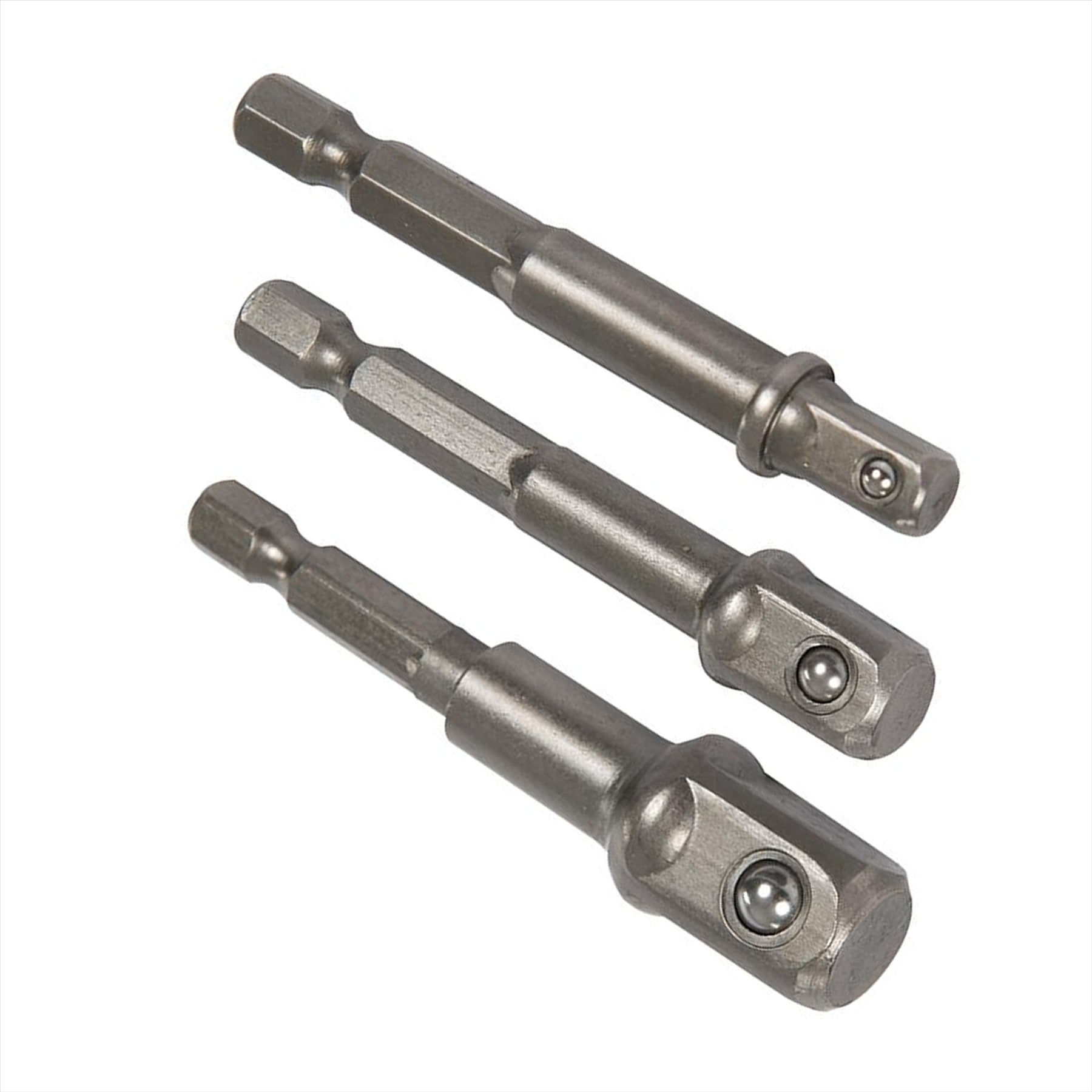 CRV Steel Socket Driver Set 3pcs 1/2" 1/4" 3/8" 1/4" Hex Shank Drill & Drill Drivers Converter