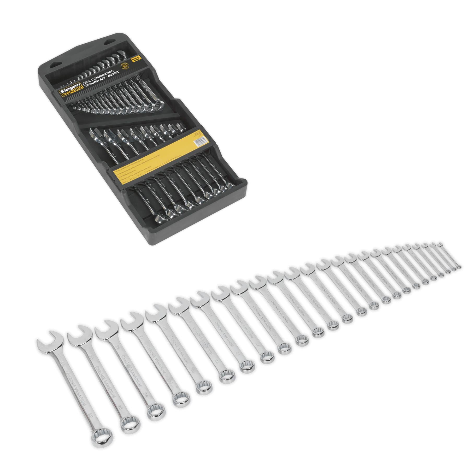 Sealey Combination Spanner Set 25pc Metric