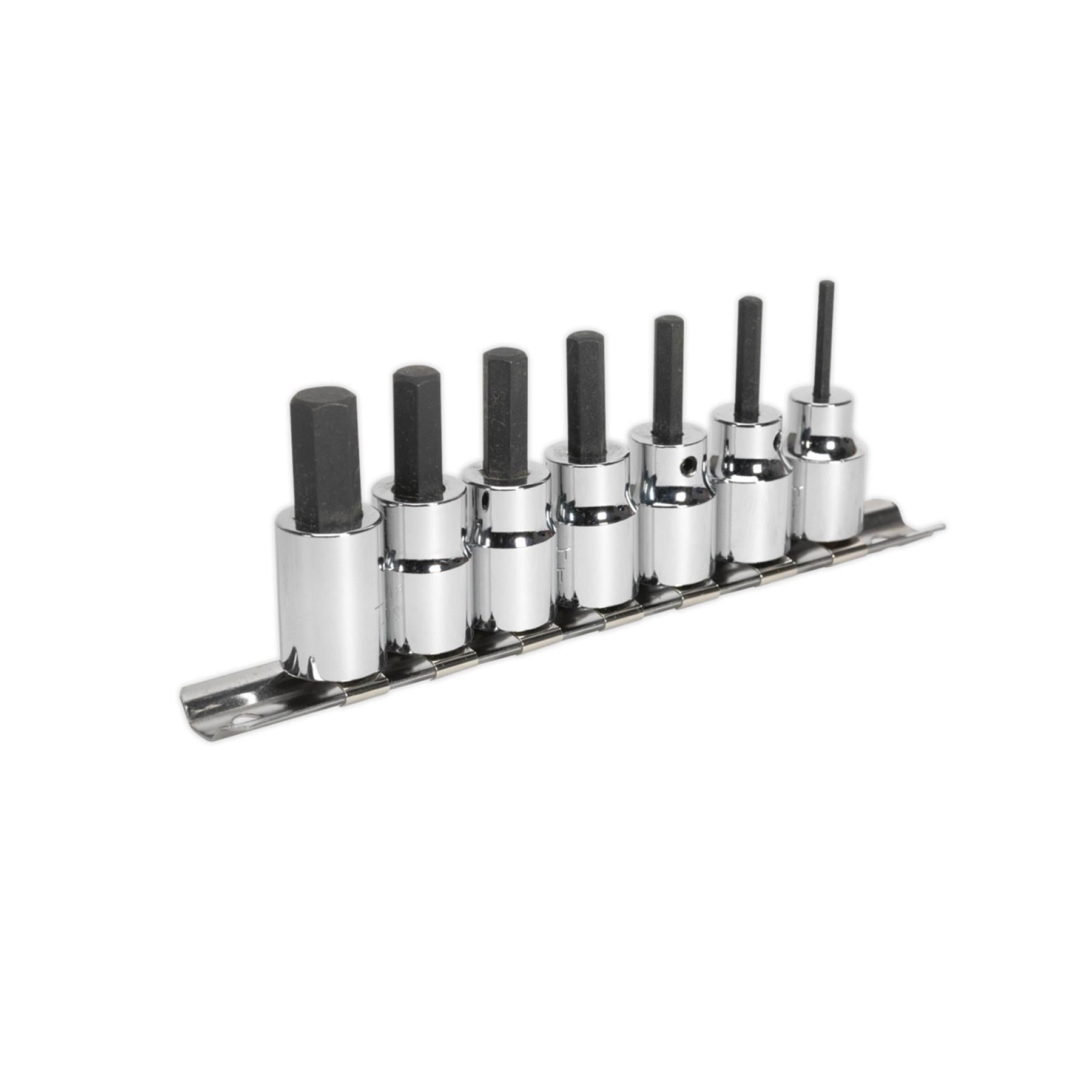 Sealey Hex Socket Bit Set 7pc 3/8"Sq Drive Metric