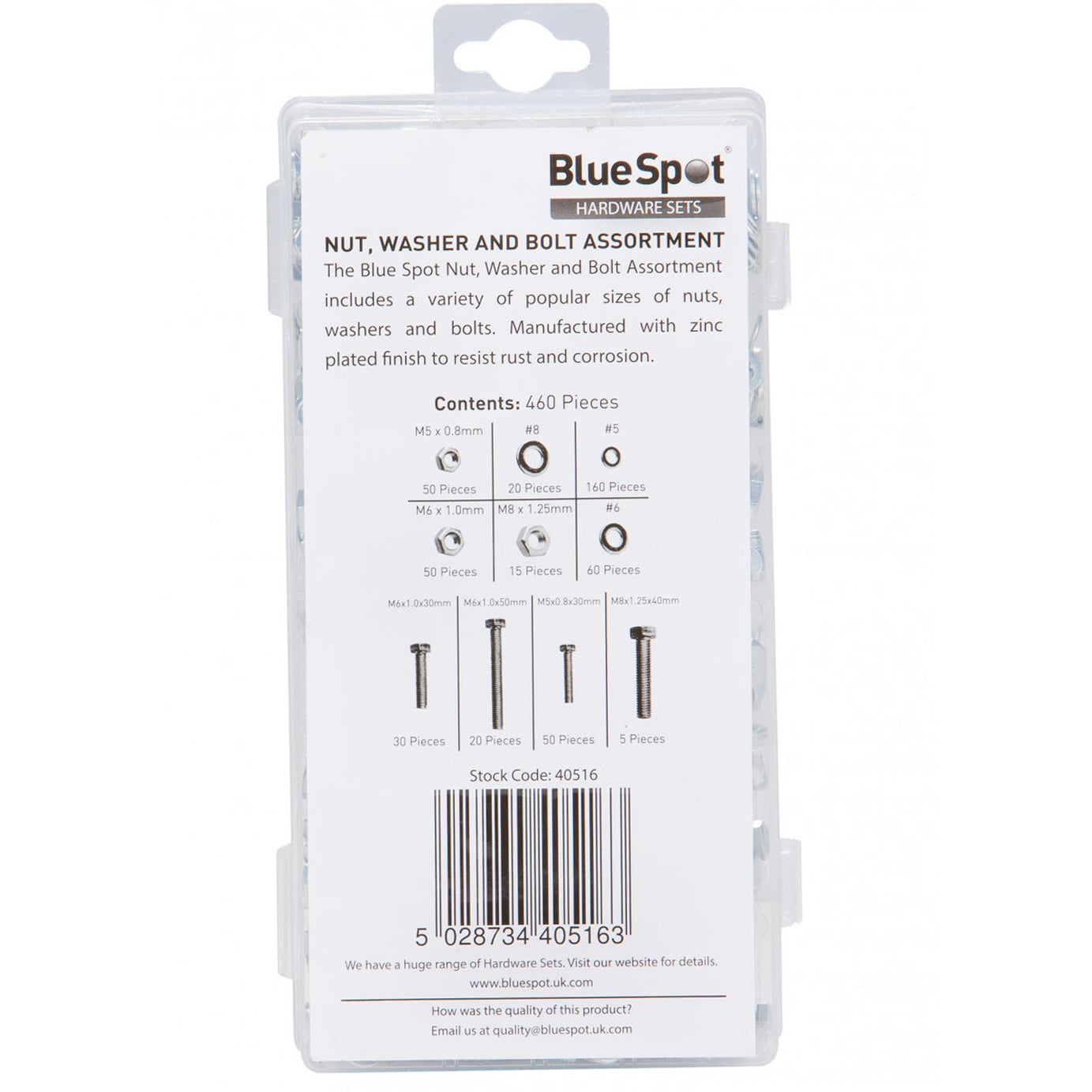 M3 M4 M5 M6 M8 Bluespot 460pce High-quality Tensile Bolt Zinc Nyloc Nuts Washer