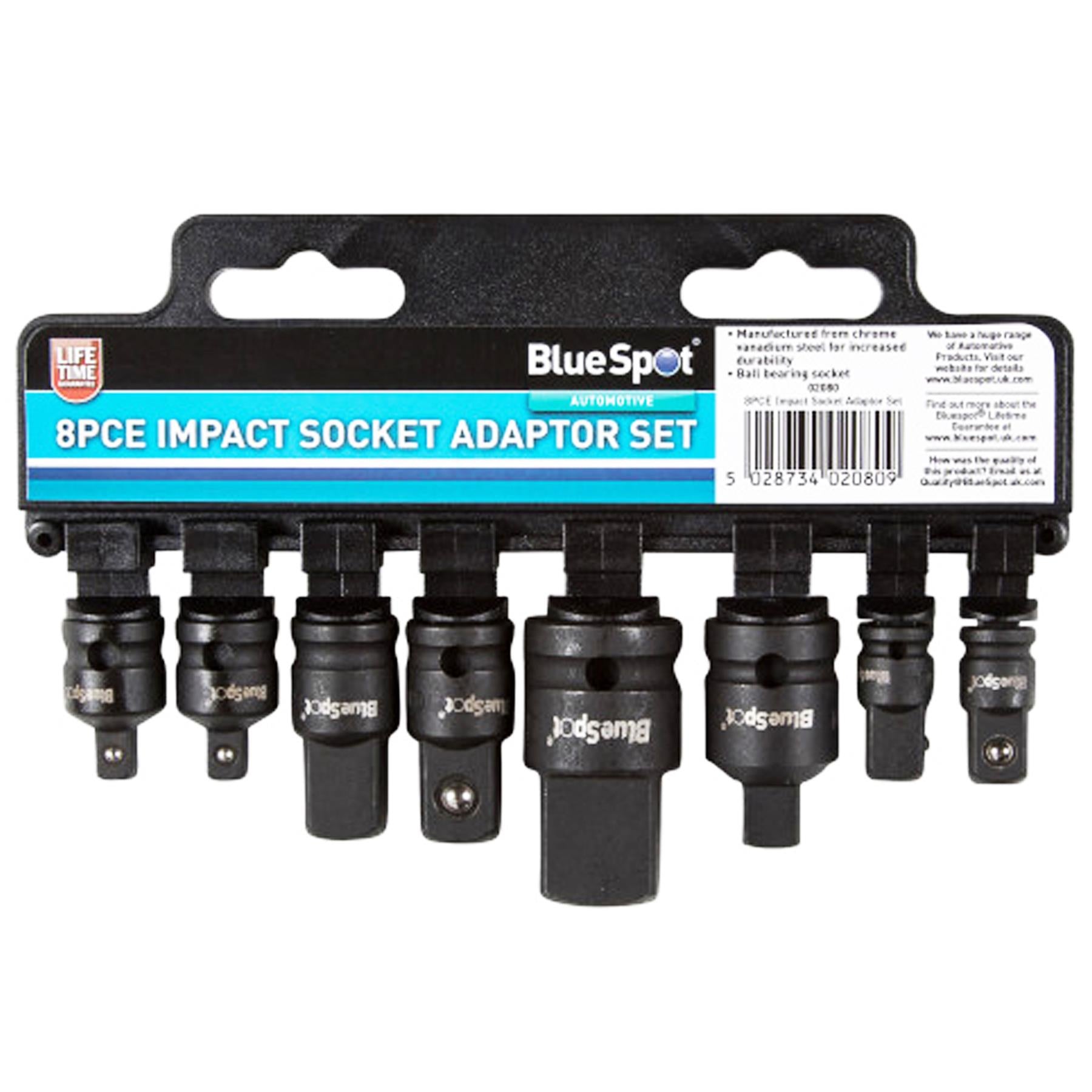 BlueSpot 8pc Impact Socket Converter Reducer Adapter Set 1/2" 1/4" 3/8" 3/4"