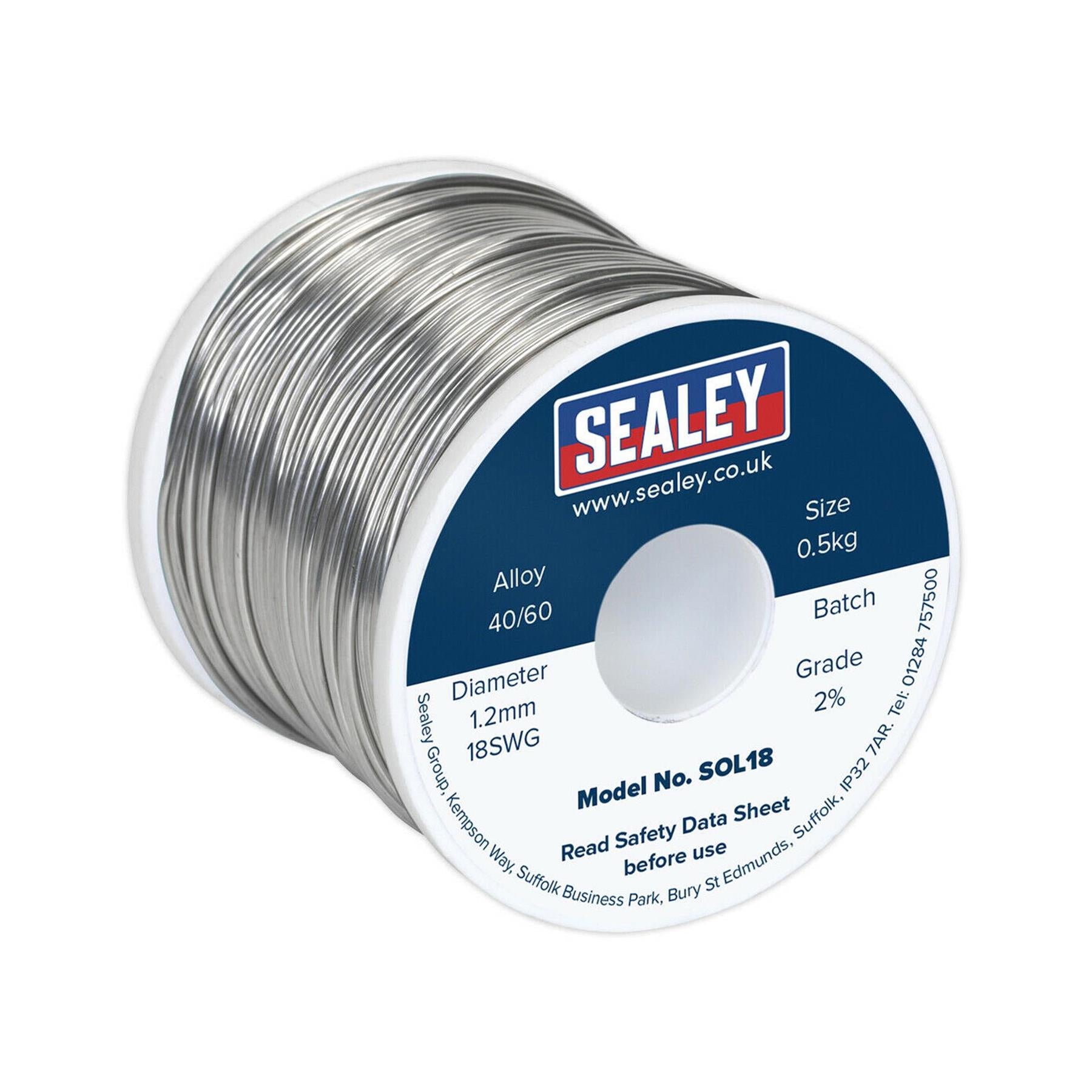 Sealey Solder Wire Quick Flow 1.2mm/18SWG 40/60 0.5kg Reel