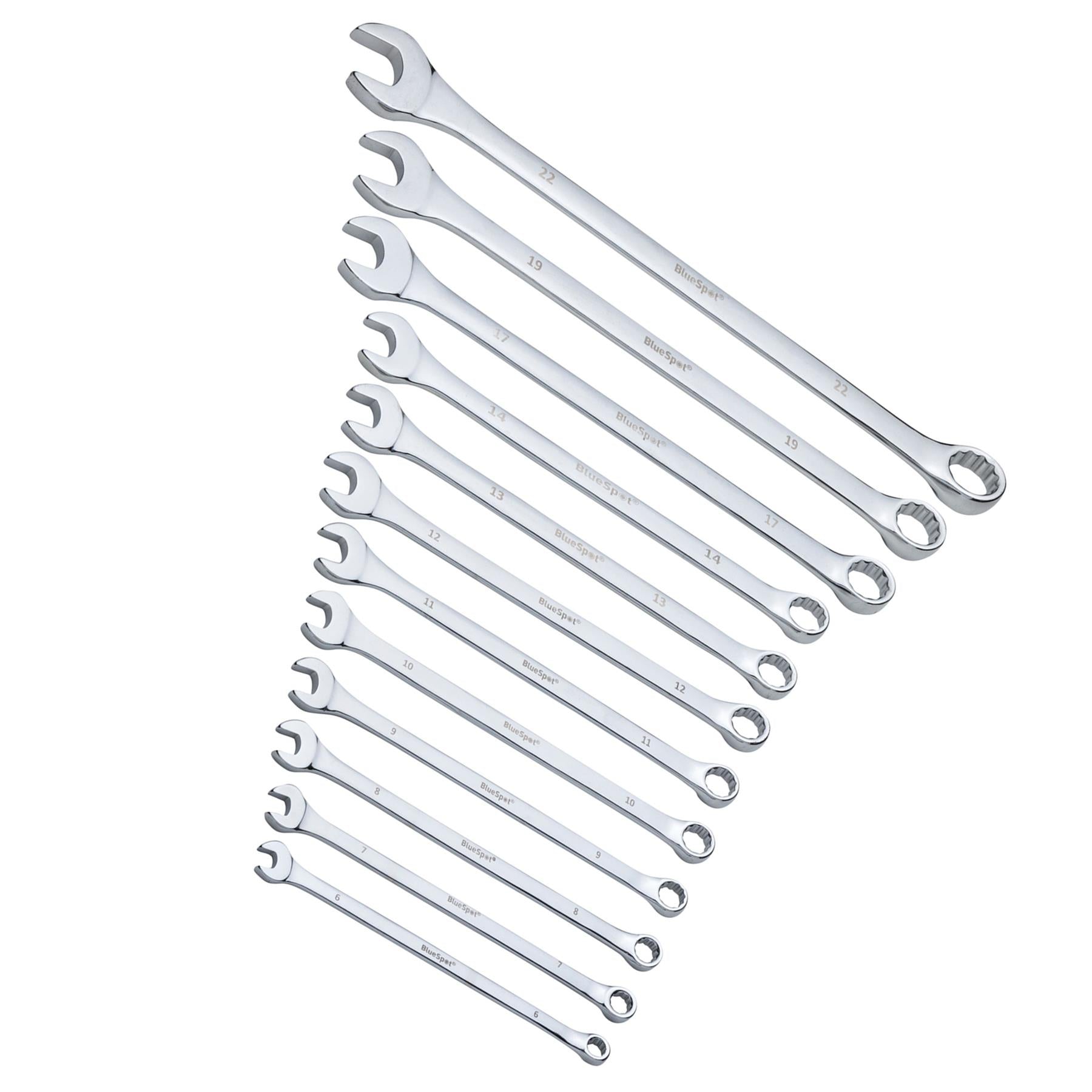 BlueSpot 12 Piece 6-22mm Extra Long Combination Spanner Set Metric Chrome Vanadium