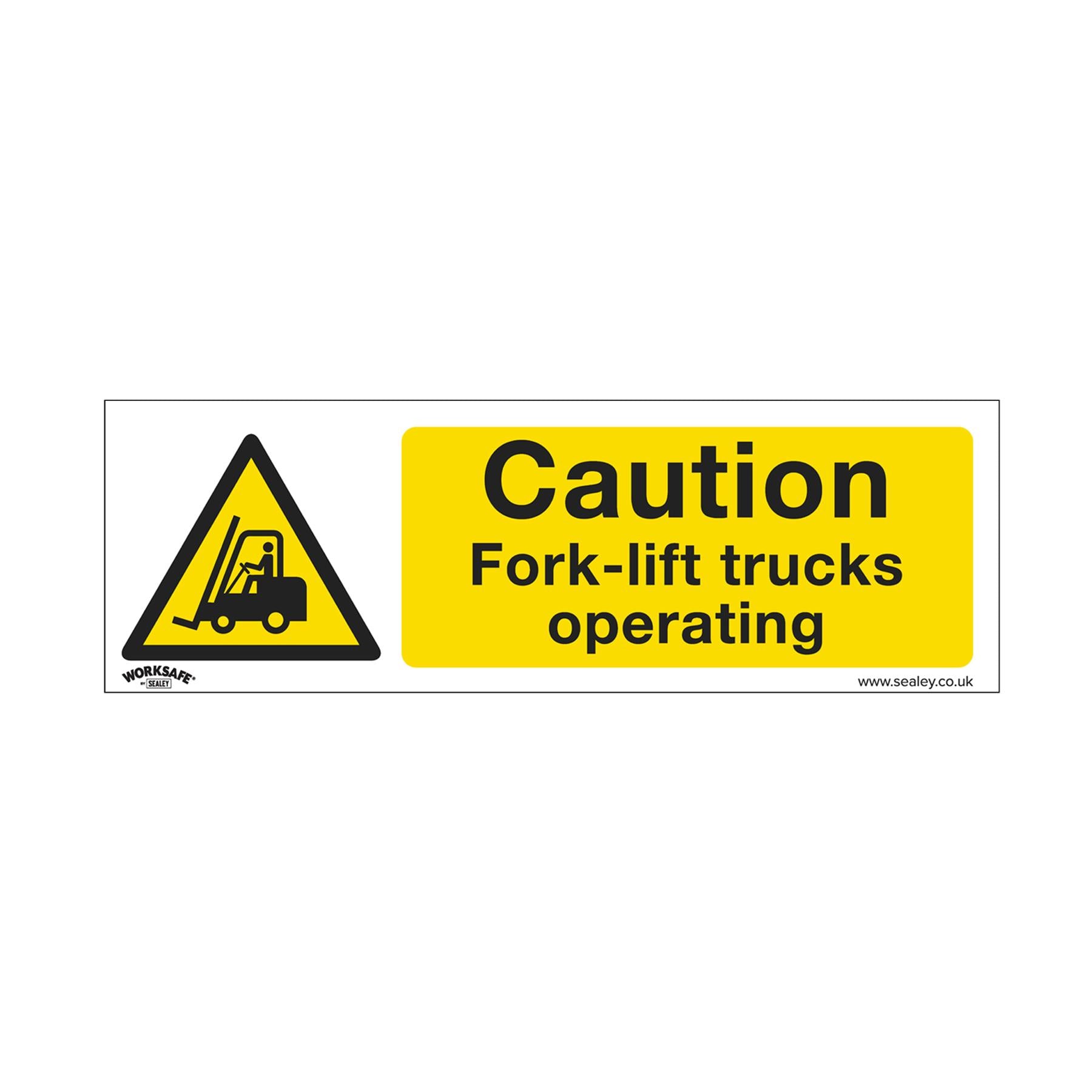 Sealey Safety Sign - Caution Fork-Lift Trucks -Self-Adhes. Pk of 10