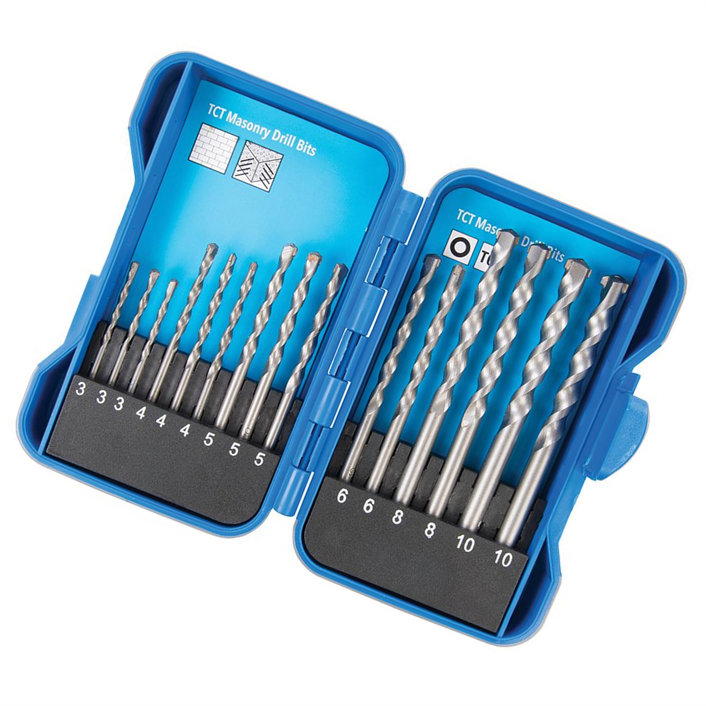 Tct Masonry Drill Bit Set 15Pc Tungsten Carbide-Tipped & Sand Blasted 3 - 10mm