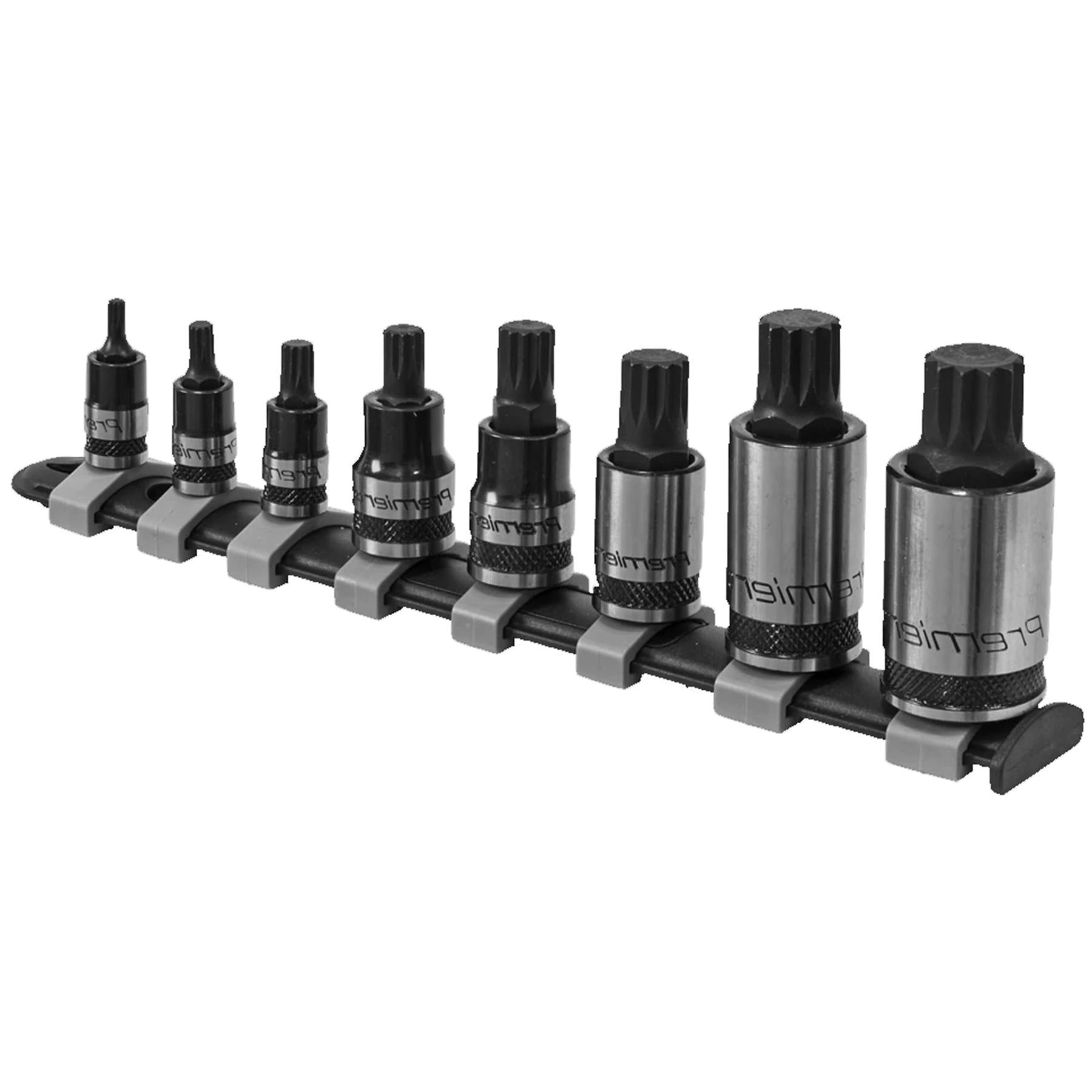Sealey Spline Socket Bit Set 8pc 1/4", 3/8", 1/2"Sq Dr Black Series