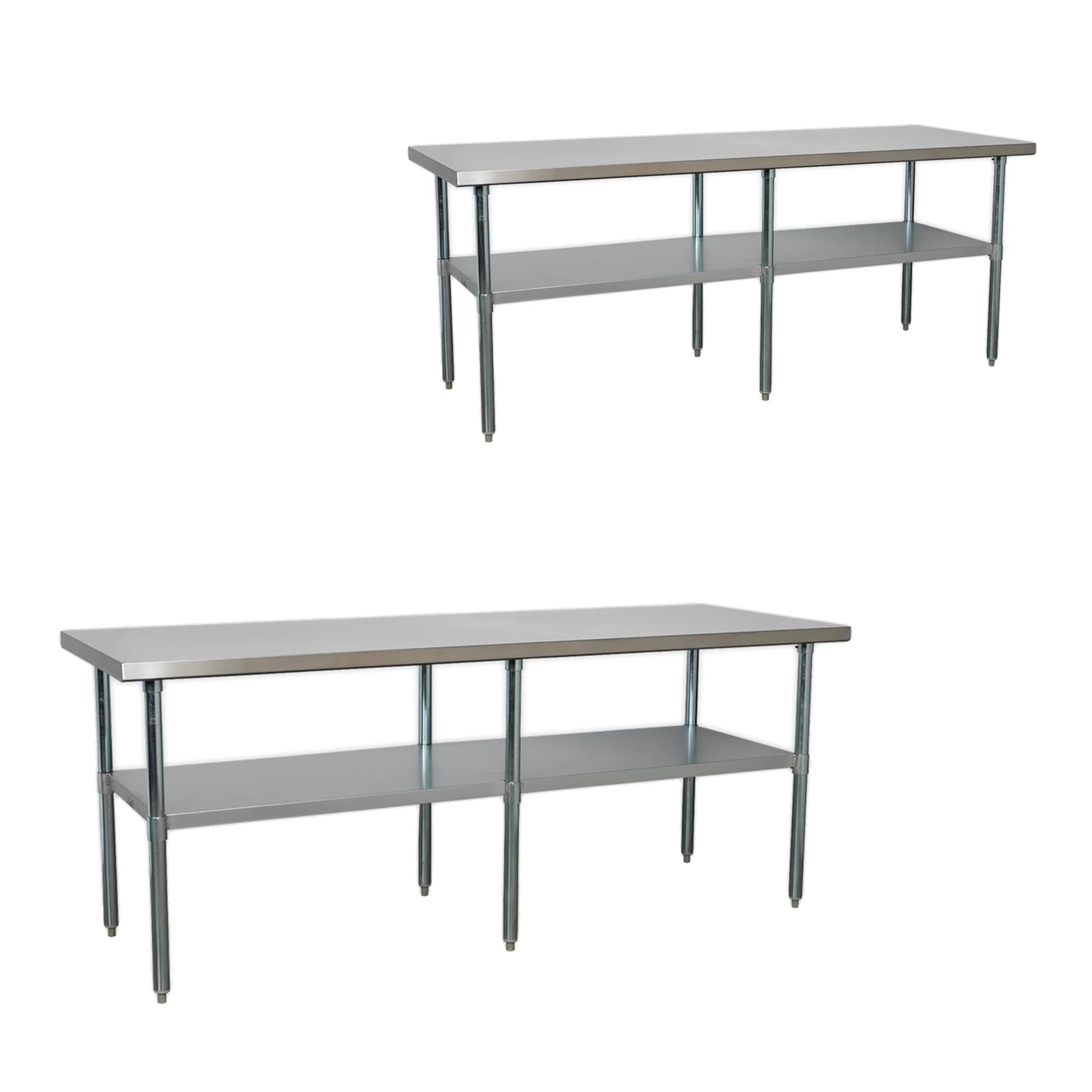 Sealey Stainless Steel Workbench 2.1m Storage Space Adjustable Feet