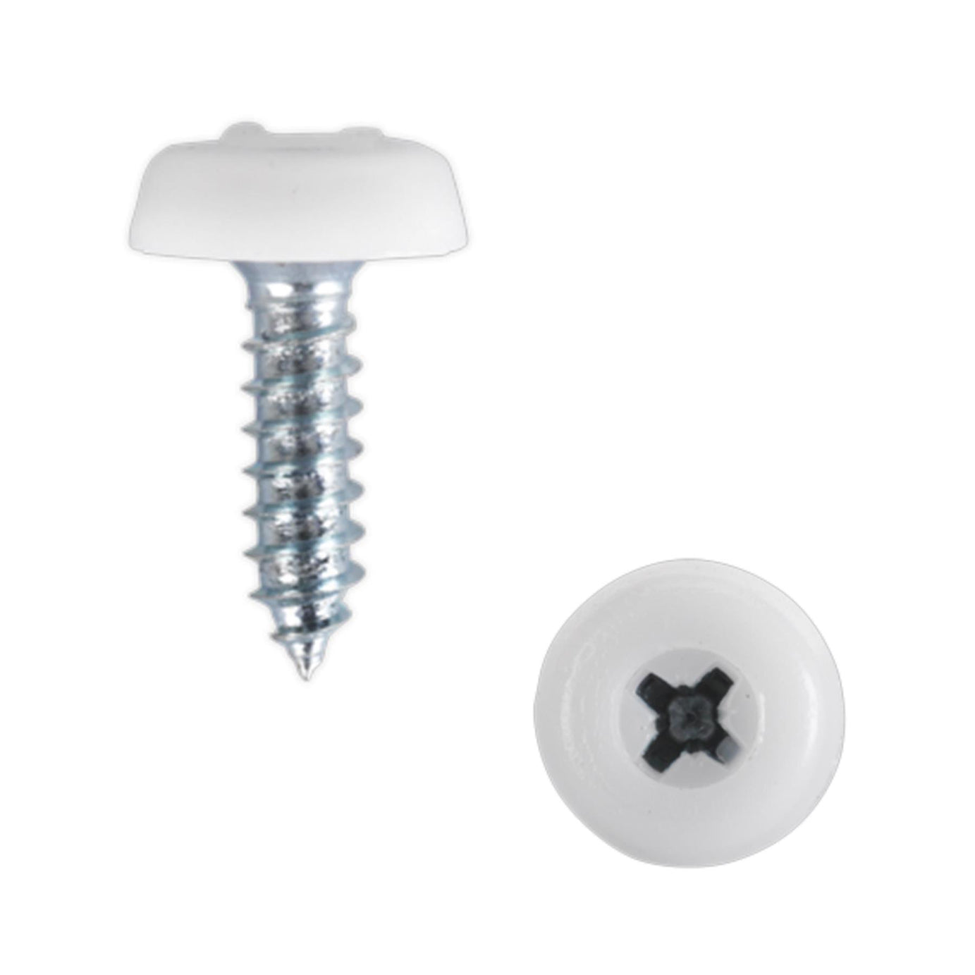 Sealey Numberplate Screw Plastic Head 4.8 x 18mm White Pack of 50
