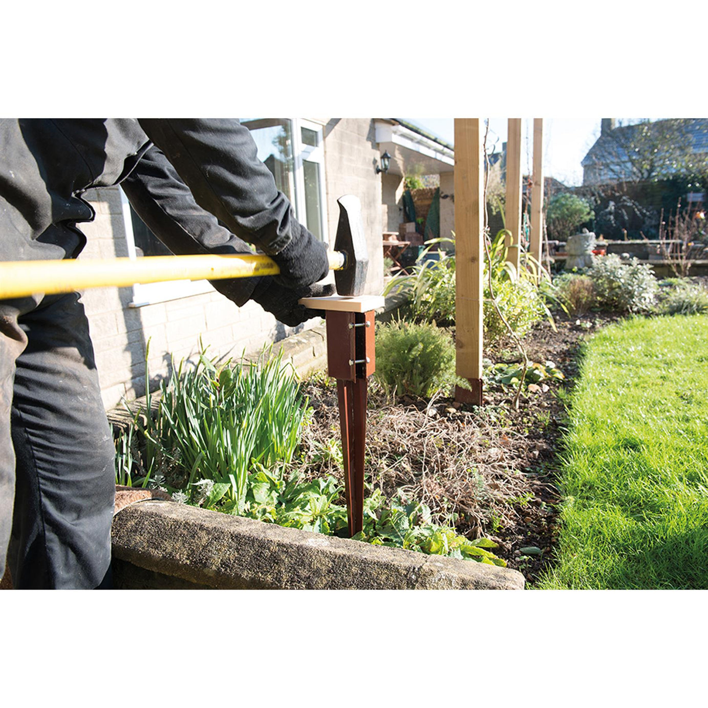 Fence Post Spike Support Holders Drive Down 750mm 3" 75 mm Like Metpost Holder 1PC