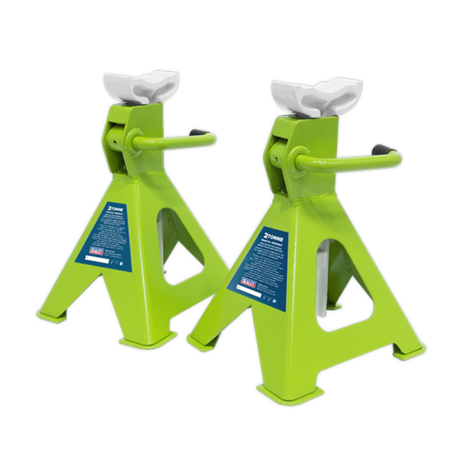 Sealey Axle Stands (Pair) 2tonne per Stand Ratchet Type Hi-Vis Grn