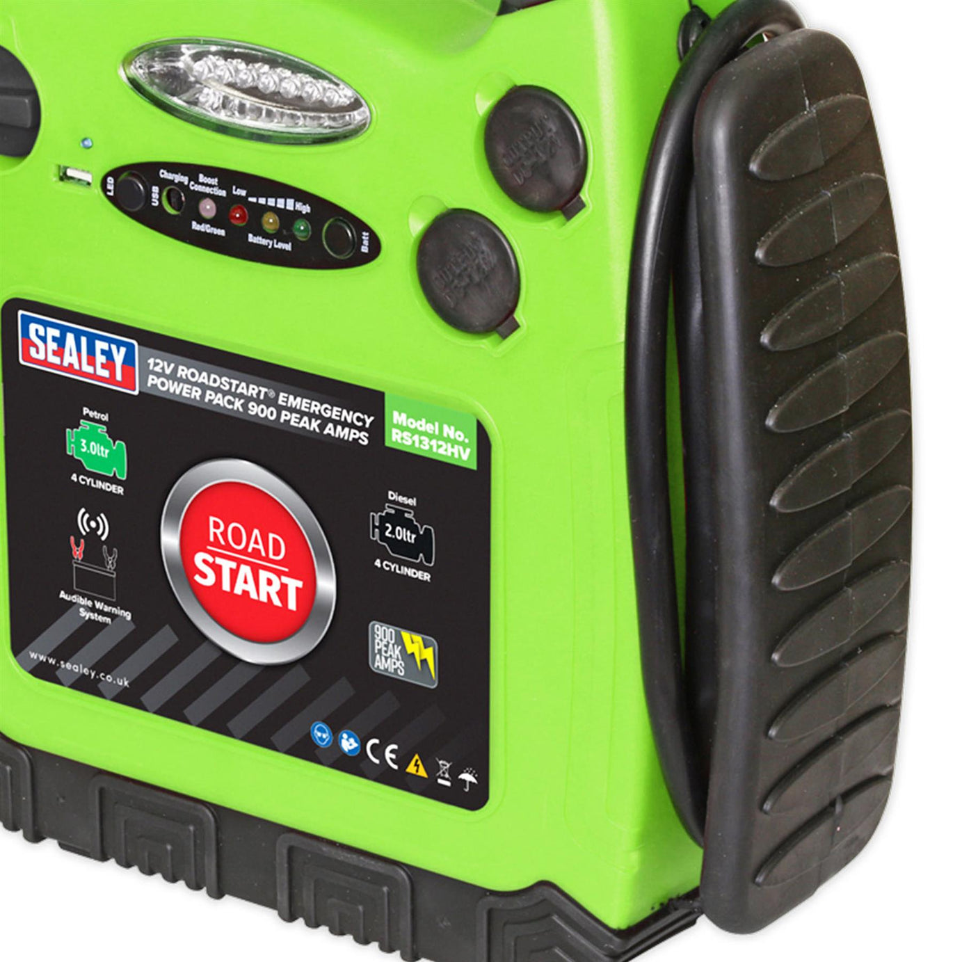 Sealey RoadStart Emergency Jump Starter 12V 900 Peak Amp Hi-Vis Green