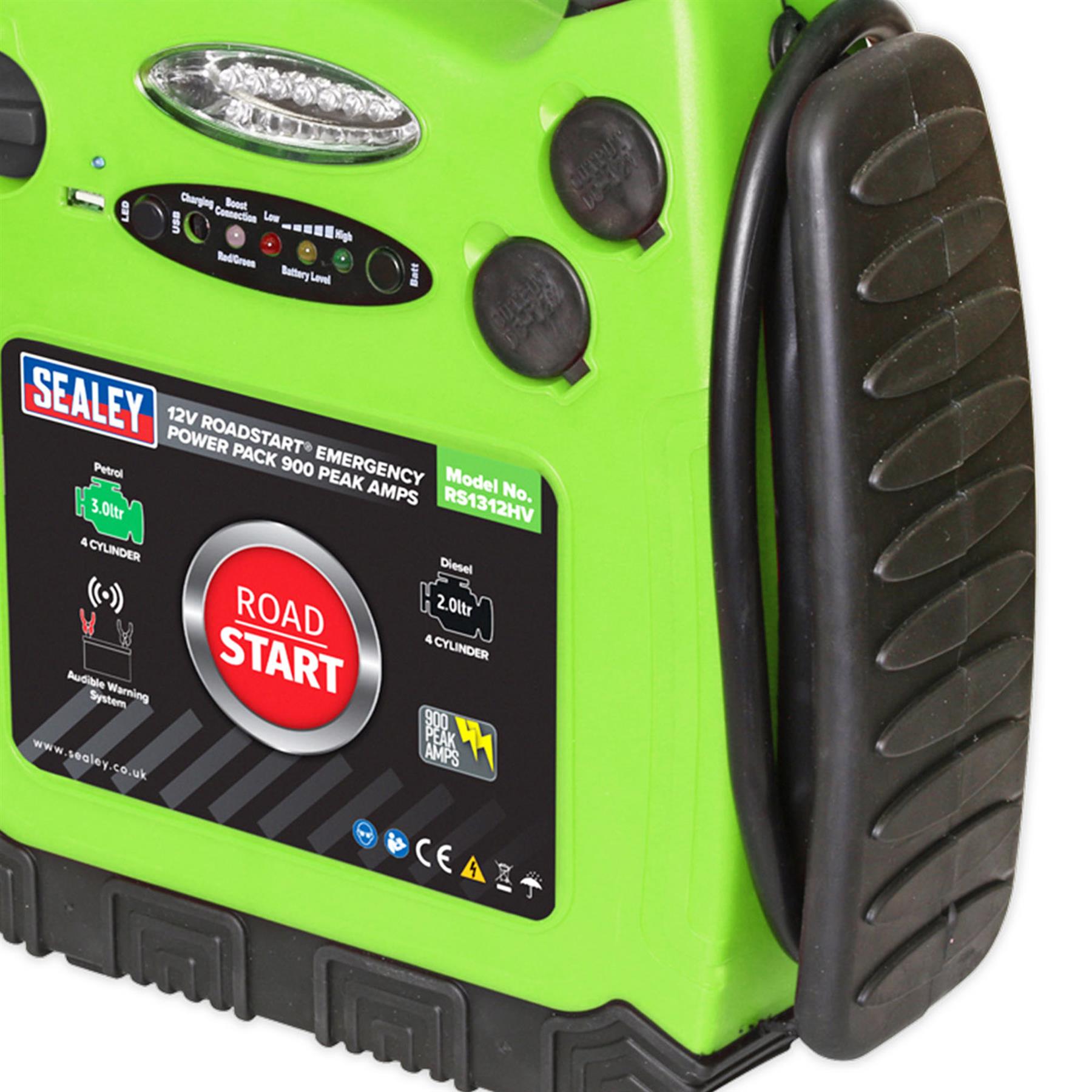 Sealey RoadStart Emergency Jump Starter 12V 900 Peak Amp Hi-Vis Green