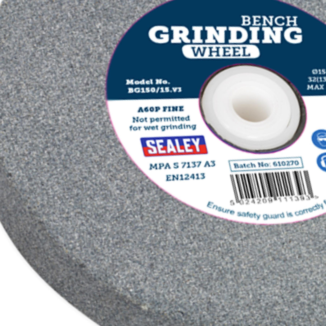 Sealey 150 x 20mm Grinding Stone 32(13)mm Bore A60P Fine