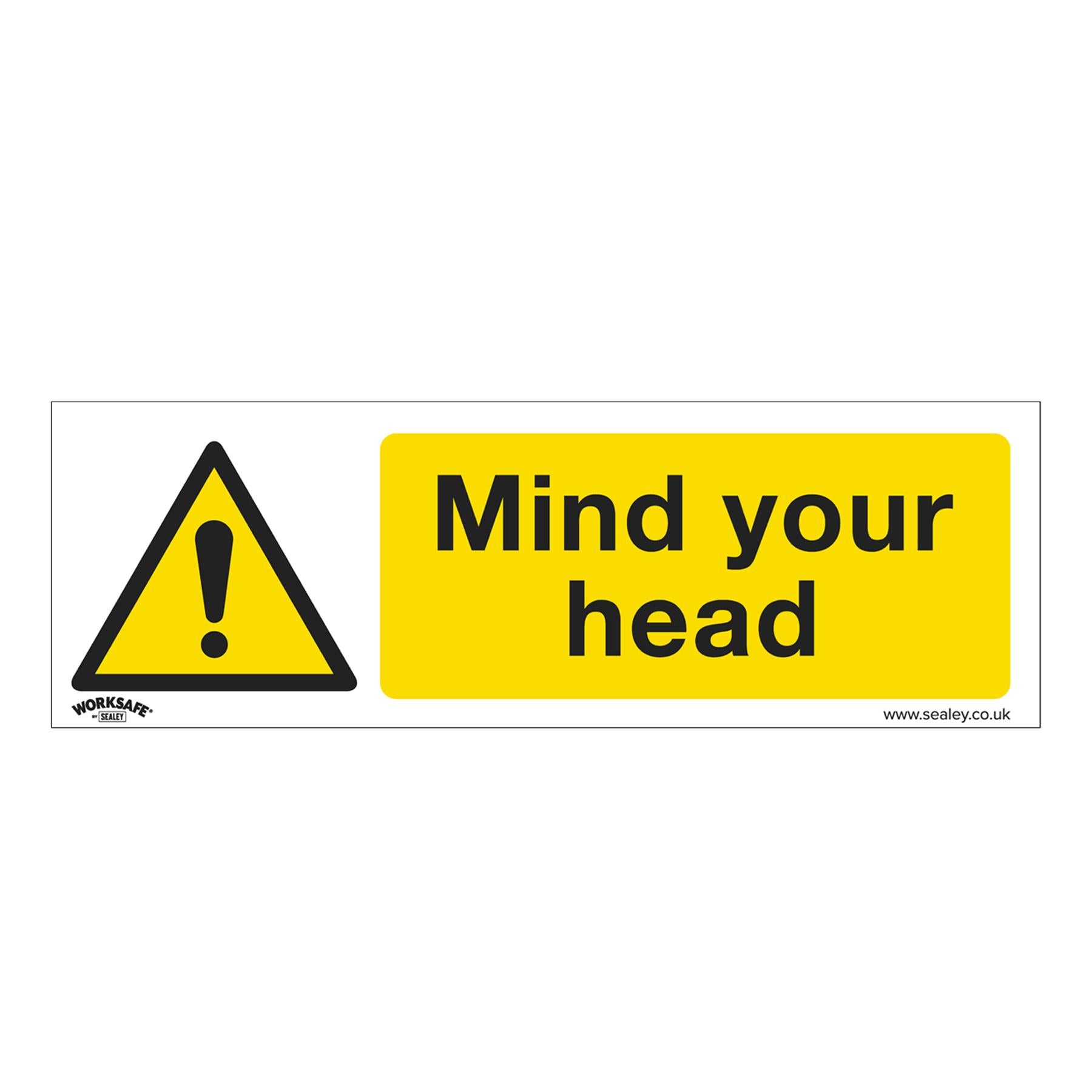 Warning Safety Sign - Mind Your Head - Rigid Plastic - Pack of 10