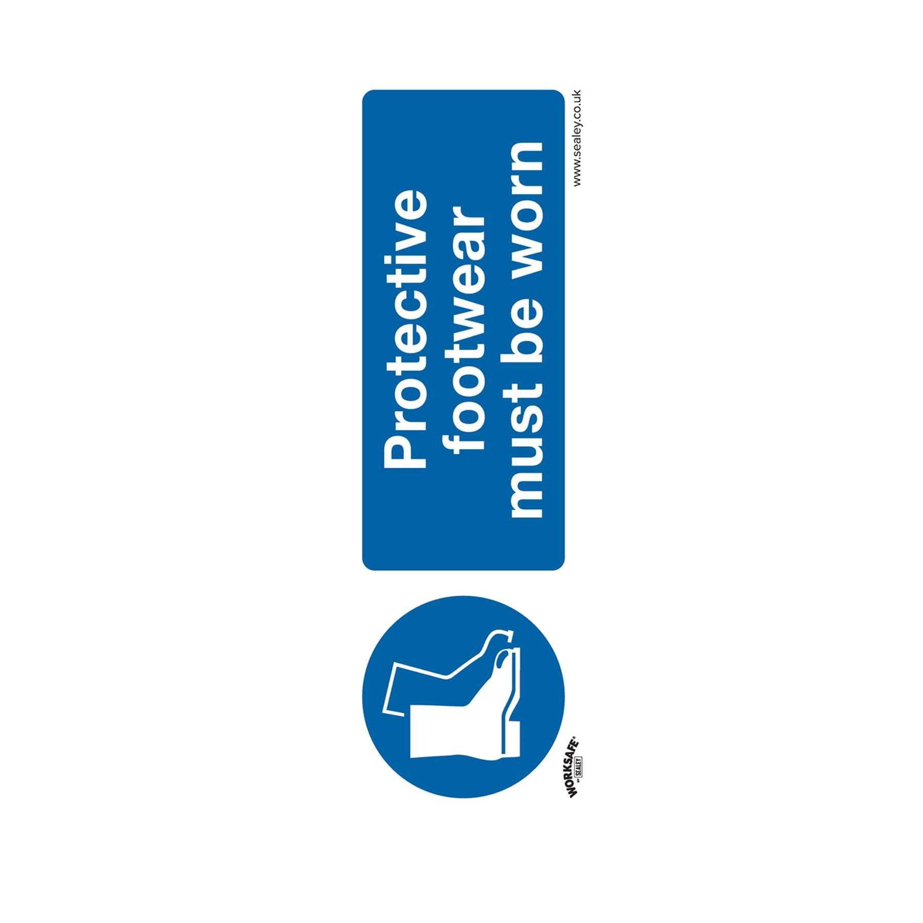 Sealey Safety Sign-Protective Footwear Must Be Worn-Self-Adhes-Pk10
