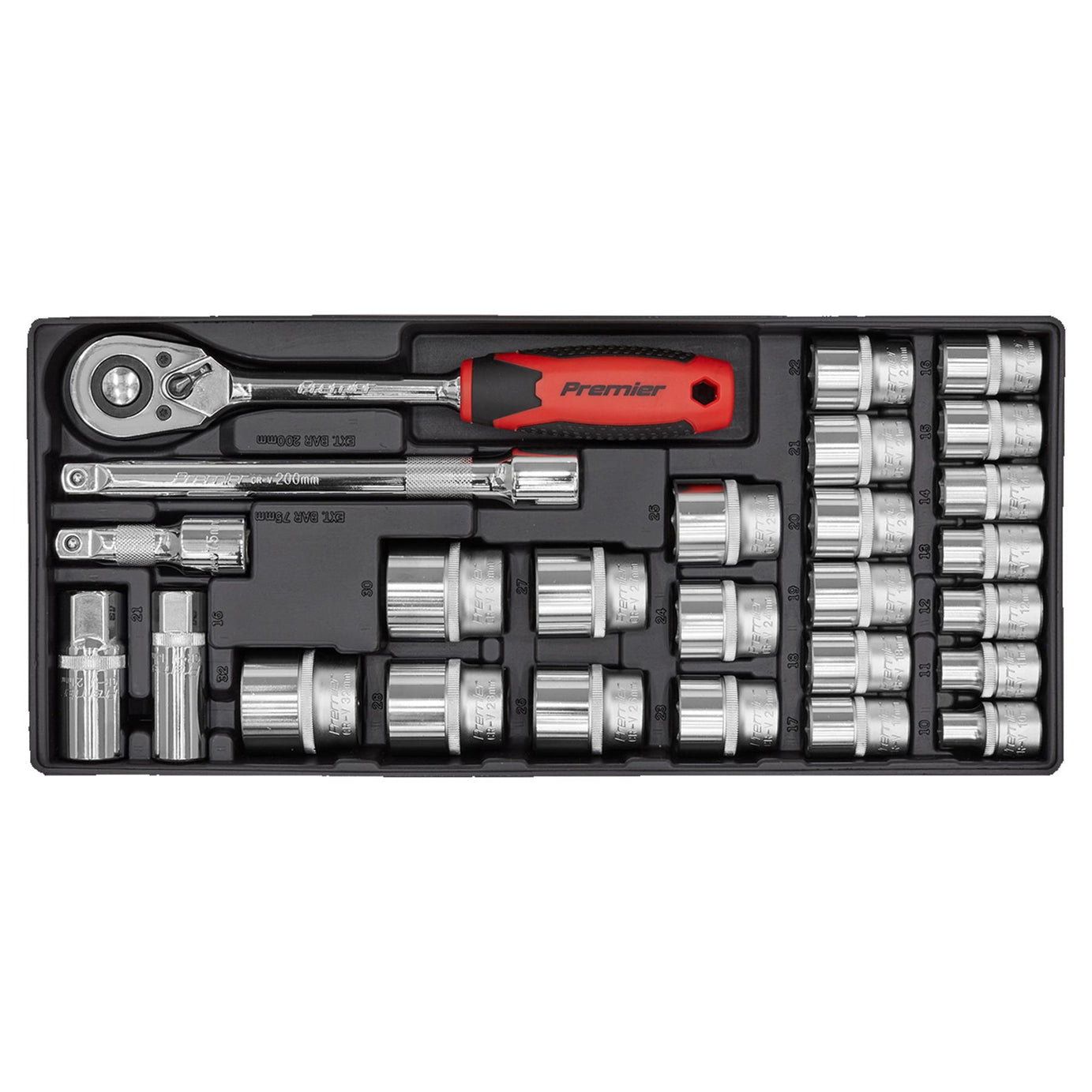 Sealey Tool Tray with Socket Set 26pc 1/2"Sq Drive