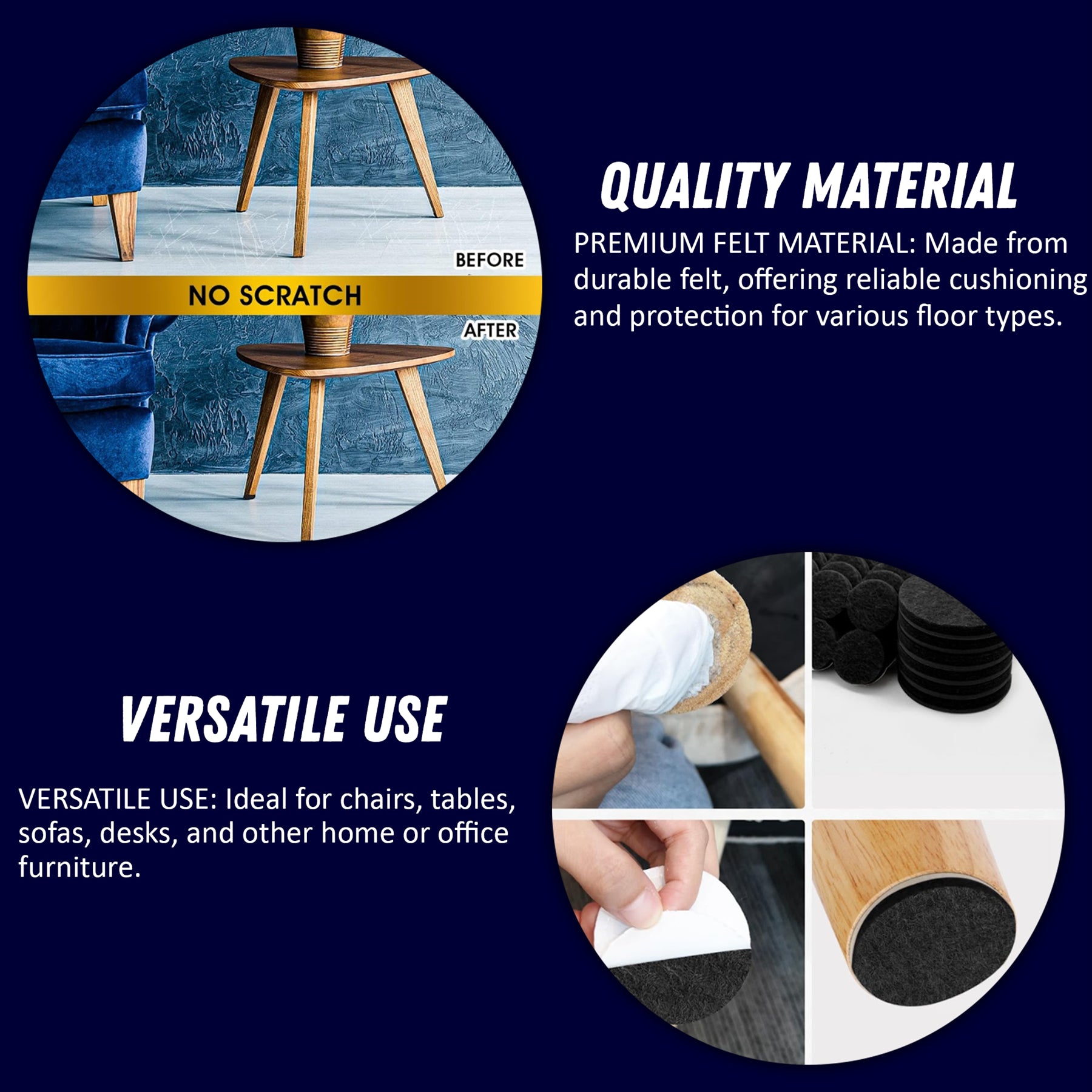 4 pieces Hardwood Floor Furniture Felt Pad Set by Dapetz